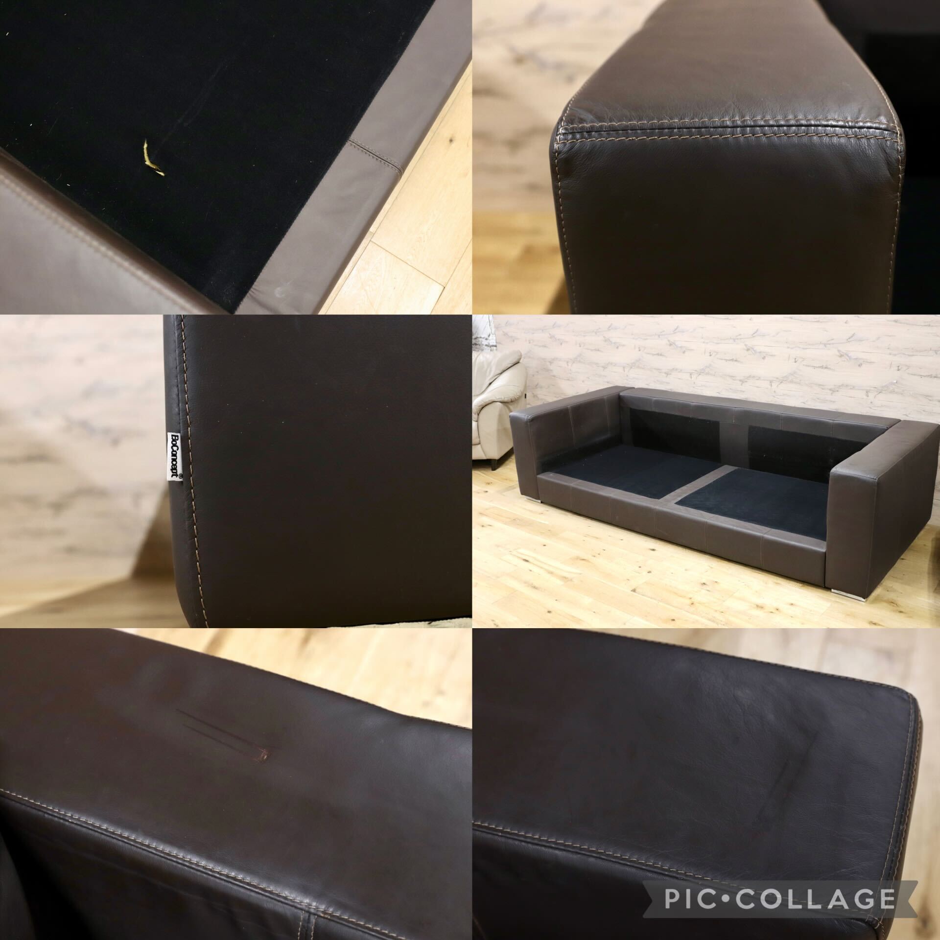 GMIH389B○BoConcept / ボーコンセプト I.D.V.2 3人掛けソファ トリプルソファ 本革 ダークブラウン 北欧 デンマーク 定価50万〜
