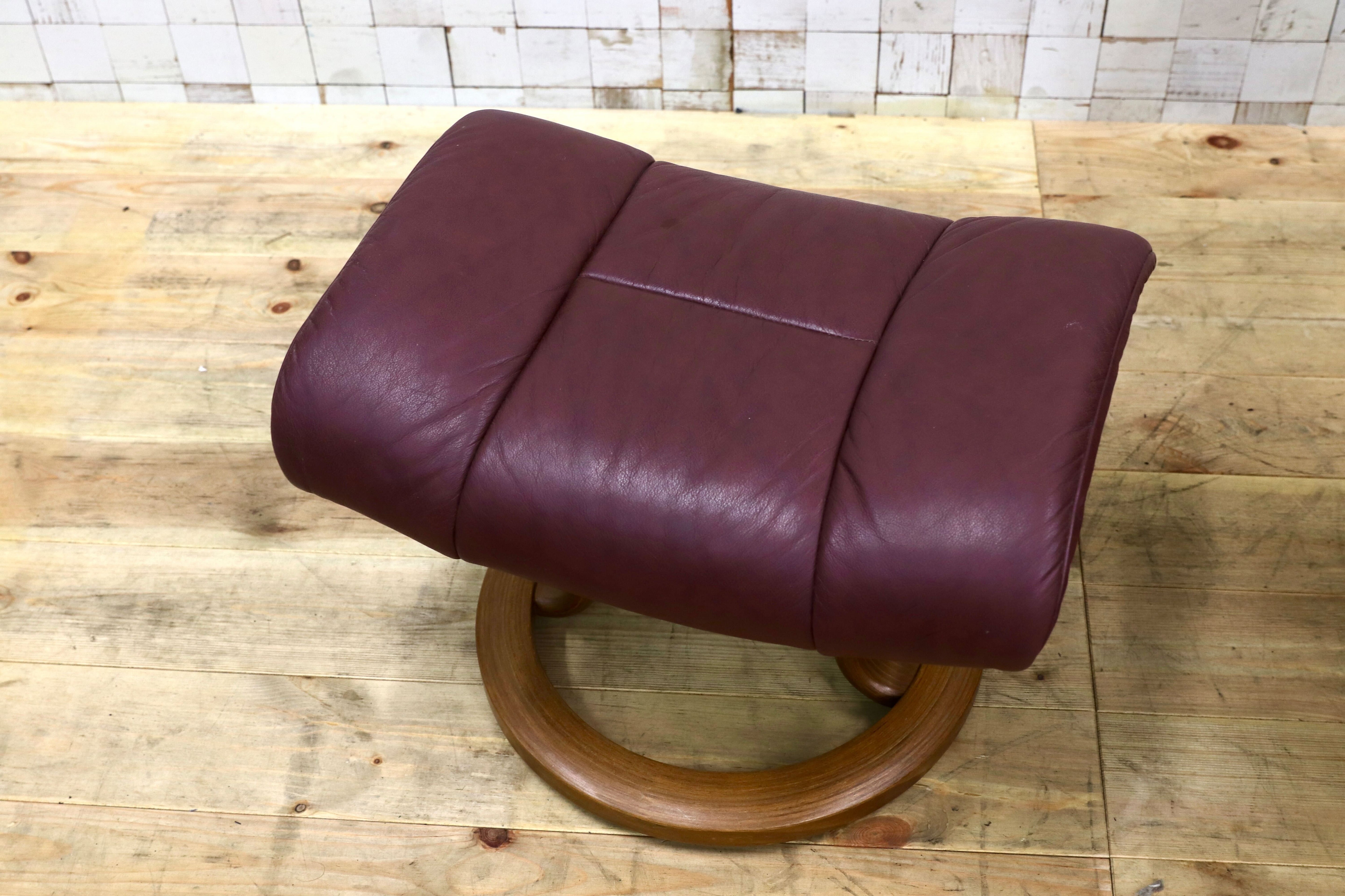 GMIK283○EKORNES / エコーネス ストレスレスレノ RENO パーソナルチェア リクライニングチェア 本革 北欧 ノルウェー 臙脂色 椅子