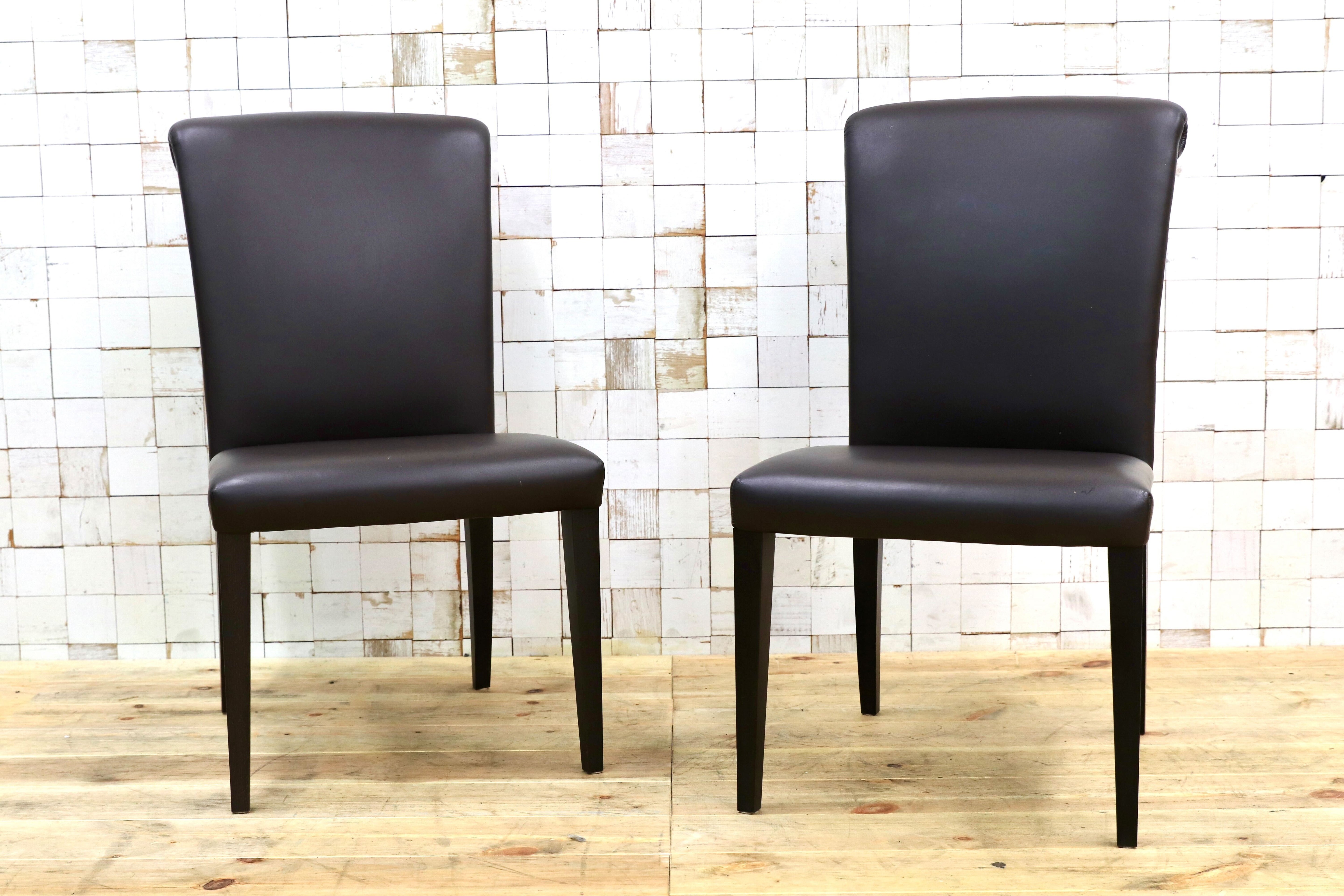 GMIK292○Poltrona Frau / ポルトローナフラウ Vittoria ヴィットリア ダイニングチェア 椅子 本革 IDC大塚家具 2脚セット 定価約42.6万