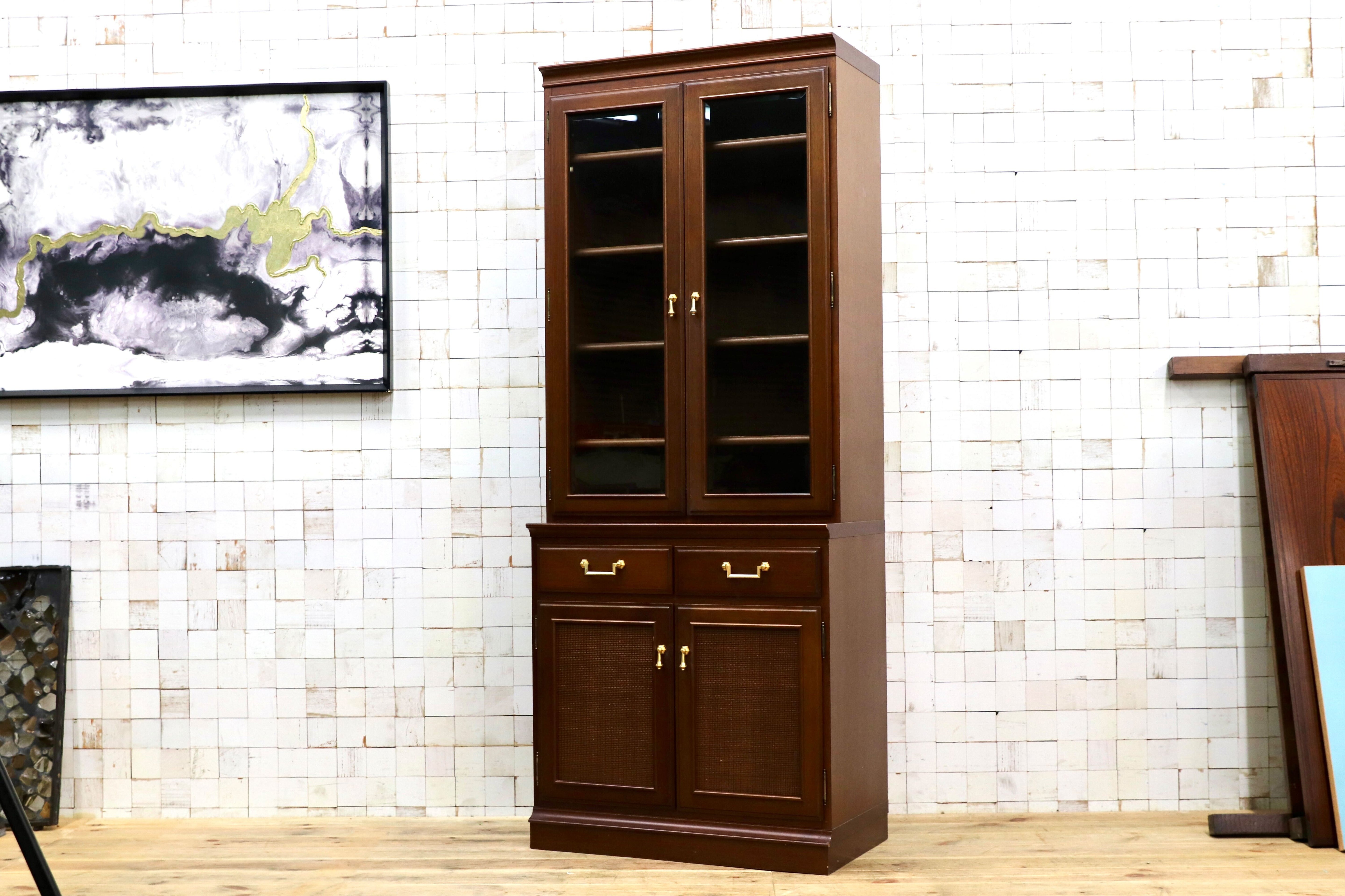 GMIH382○maruni / マルニ 地中海 キャビネット 飾り棚 カップボード 食器棚 アンティーク調 水屋棚