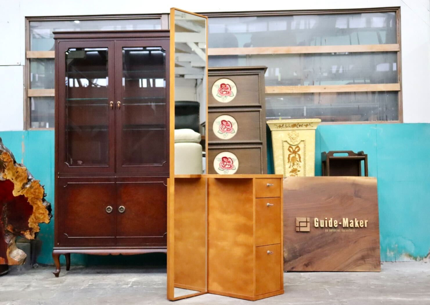 GMIK933○ACTUS / アクタス ドレッサー 鏡台 姿見 化粧台 全身鏡 チェスト チェリー材 北欧スタイル スタイリッシュ モダン