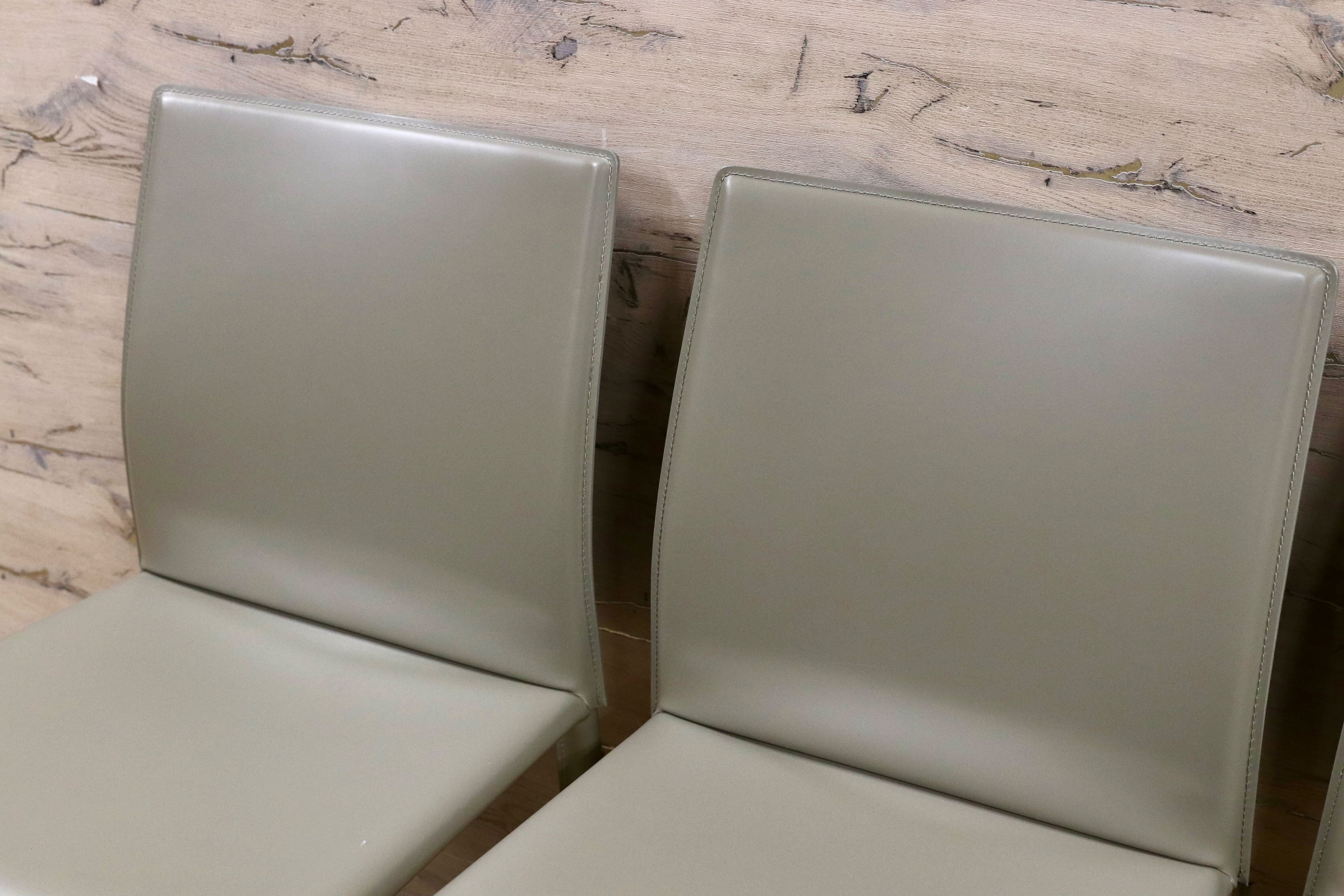 GMHN378B○BONTEMPI / ボンテンピ Linda リンダ ダイニングチェア 椅子 レザー グレー イタリア製 定価55万 モデルルーム展示品