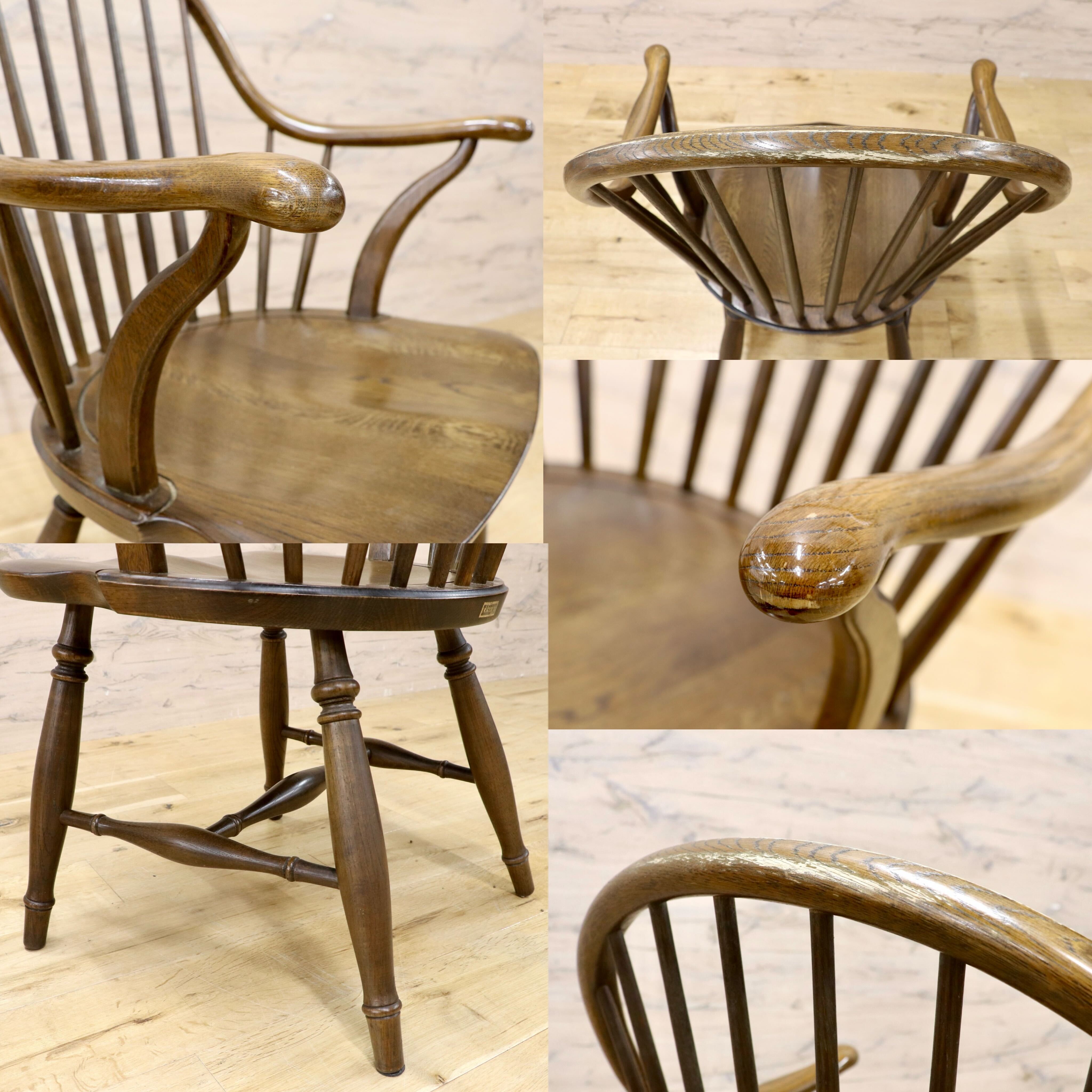 GMIS560B○柏木工 / KASHIWA ダイニングチェア 2脚セット ウィンザーチェア アームチェア カントリー アンティーク ヴィンテージ 国産家具