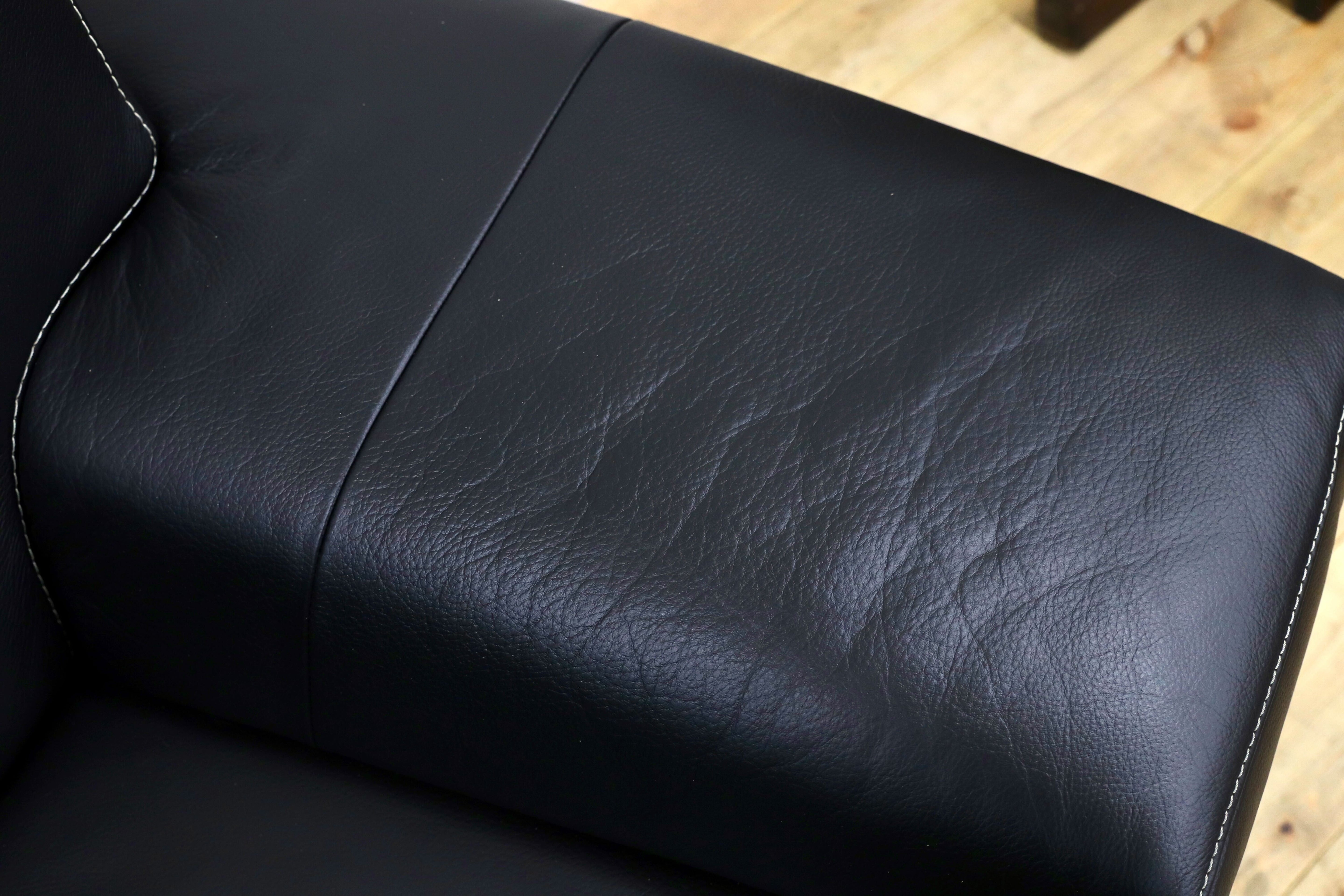 GMIH361○ROSALINE ドイツ製 2人掛けワイドソファ ラブソファ ブラック 総本革 モダン スタイリッシュ 約36万 検）ギャラリーエム