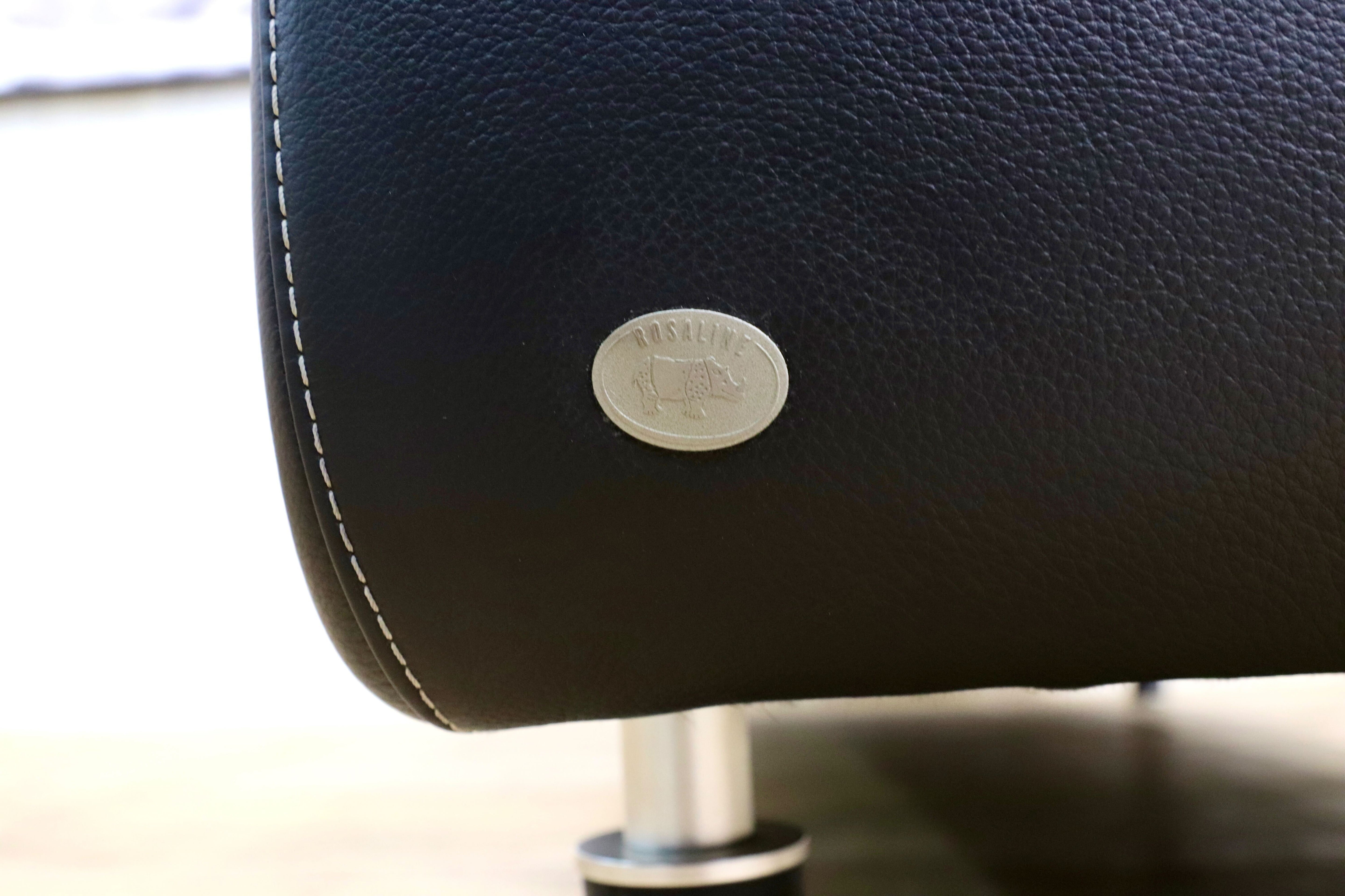 GMIH361○ROSALINE ドイツ製 2人掛けワイドソファ ラブソファ ブラック 総本革 モダン スタイリッシュ 約36万 検）ギャラリーエム