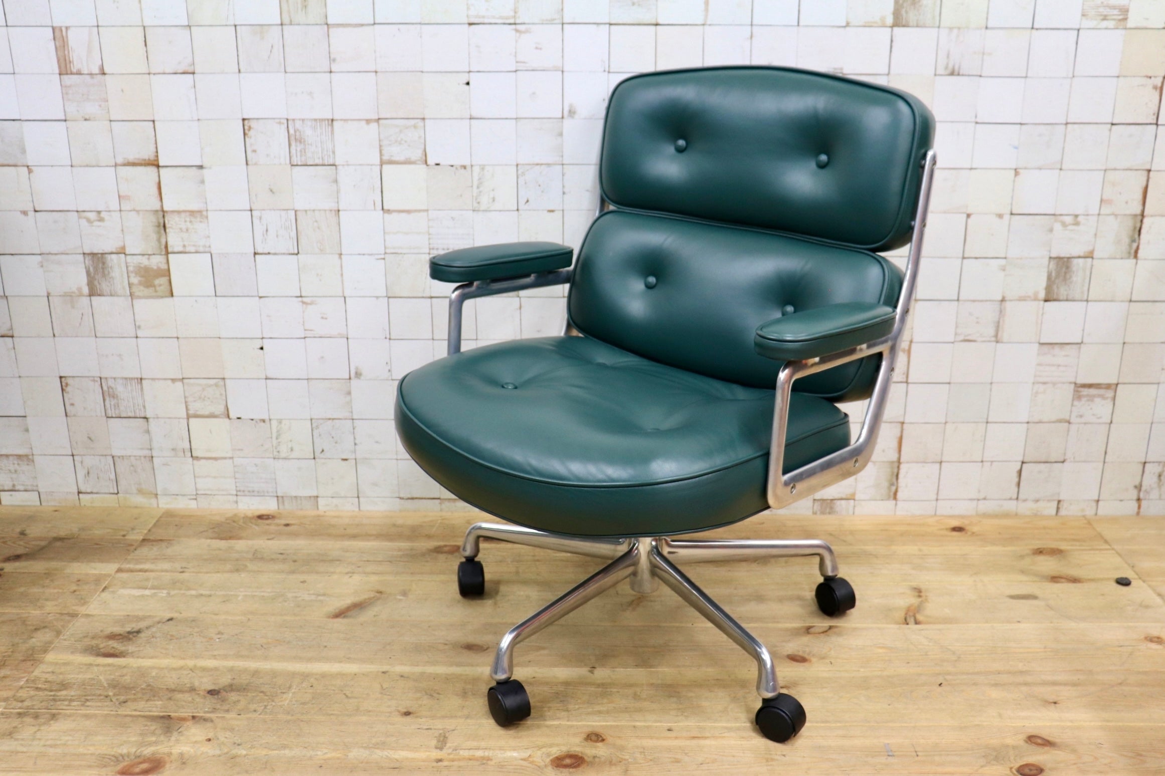 GMJO87E○Herman Miller / ハーマンミラー イームズ エグゼクティブチェア タイムライフチェア 本革 グリーン チャールズ＆レイ 定価約95万