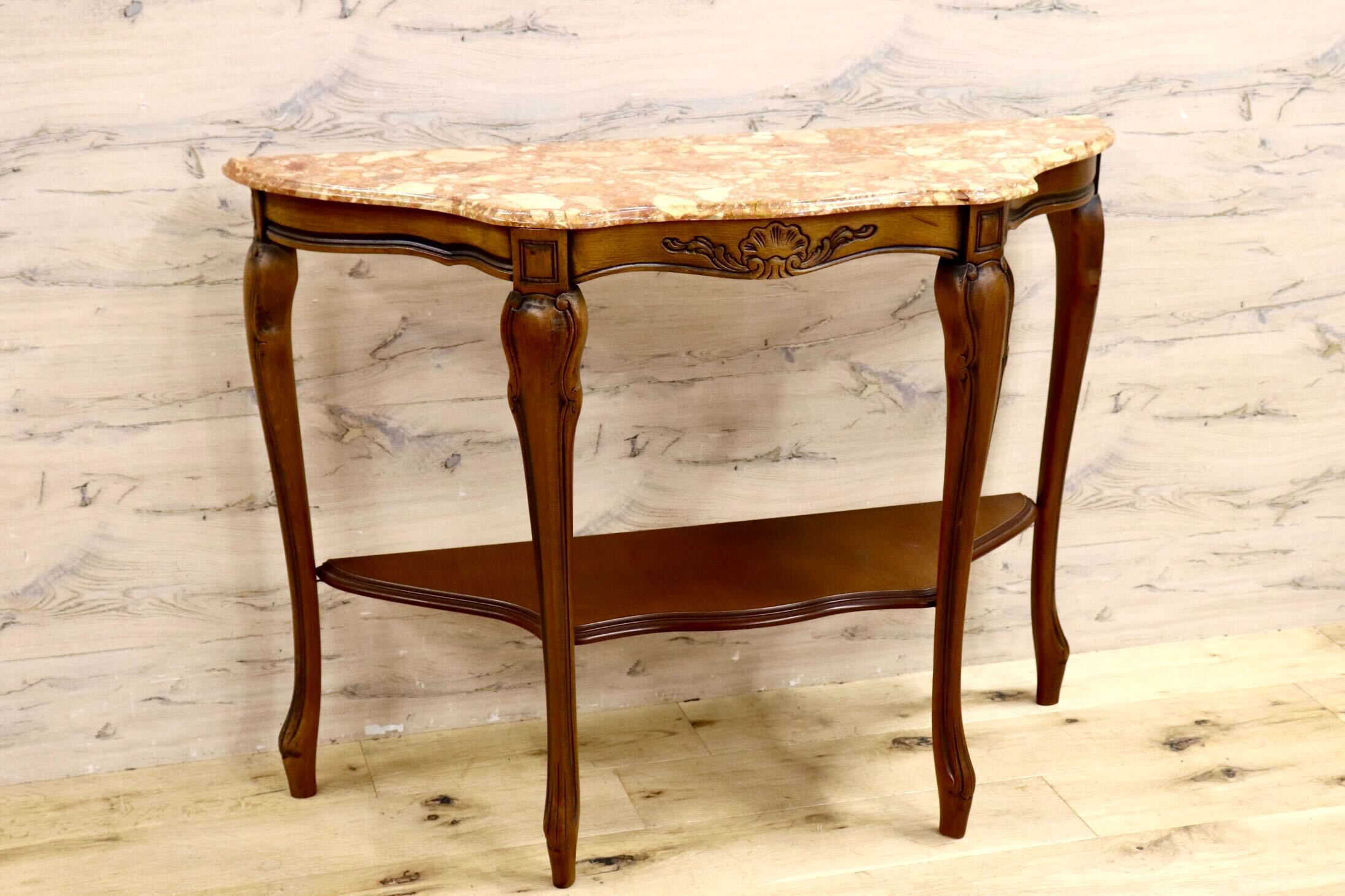 GMIH145○イタリア製 コンソールテーブル サイドテーブル クラシック アンティーク調 飾り台 花台 猫脚 天板大理石