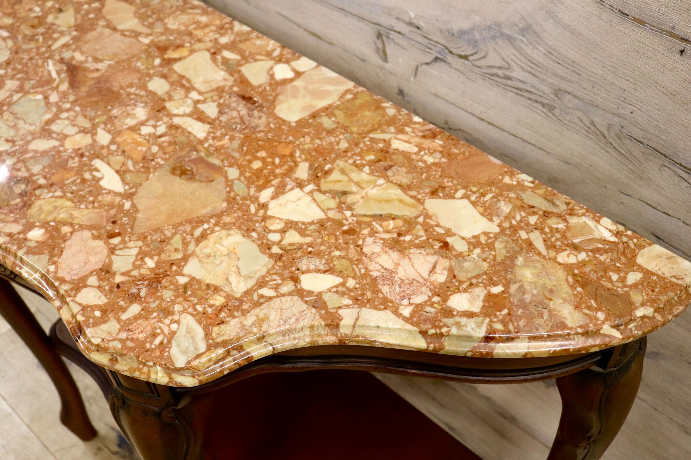 GMIH145○イタリア製 コンソールテーブル サイドテーブル クラシック アンティーク調 飾り台 花台 猫脚 天板大理石