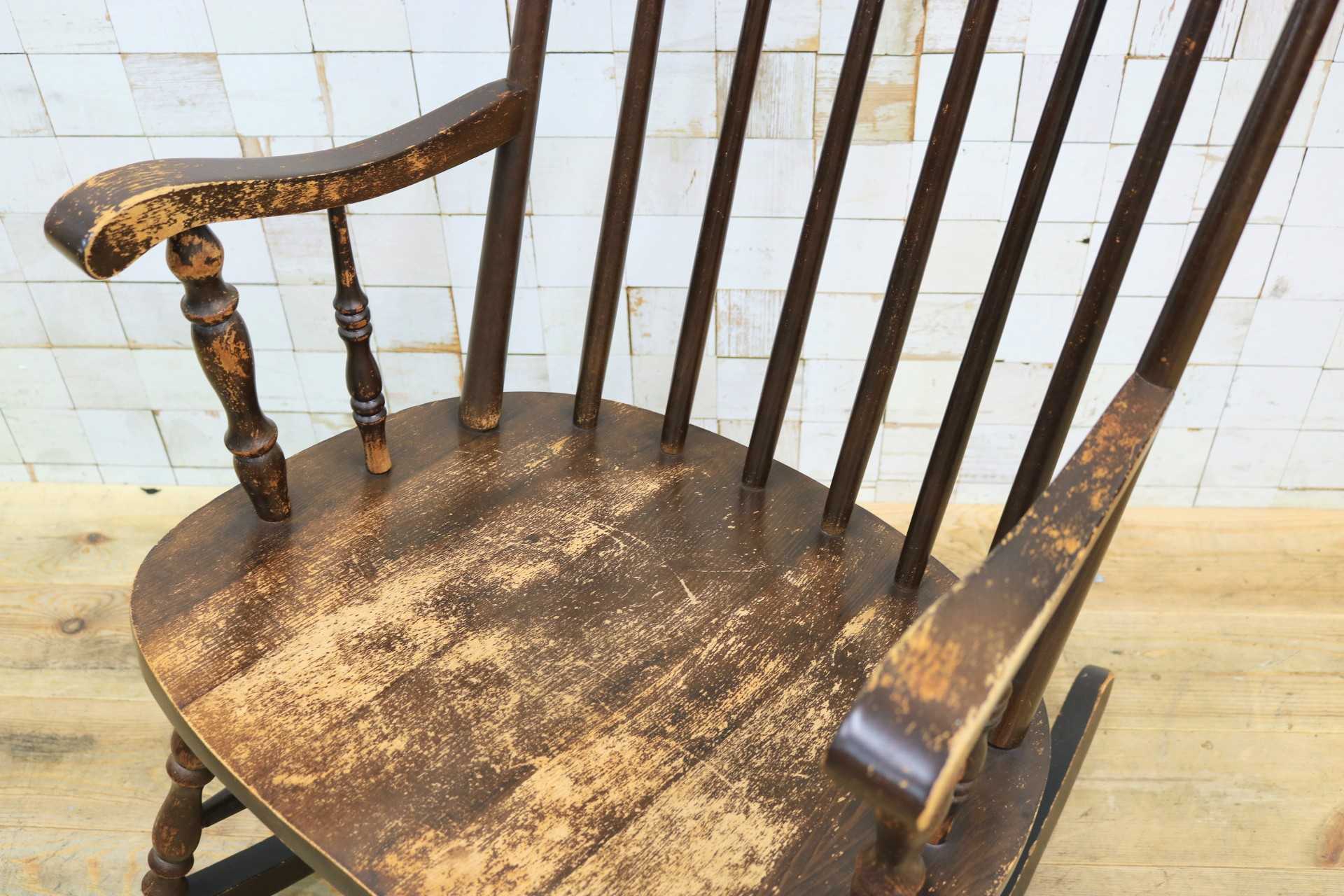 GMJS552◯飛騨家具 ロッキングチェア 揺り椅子 アームチェア ハイバック 安楽椅子 カントリー レトロ アンティーク ヴィンテージ