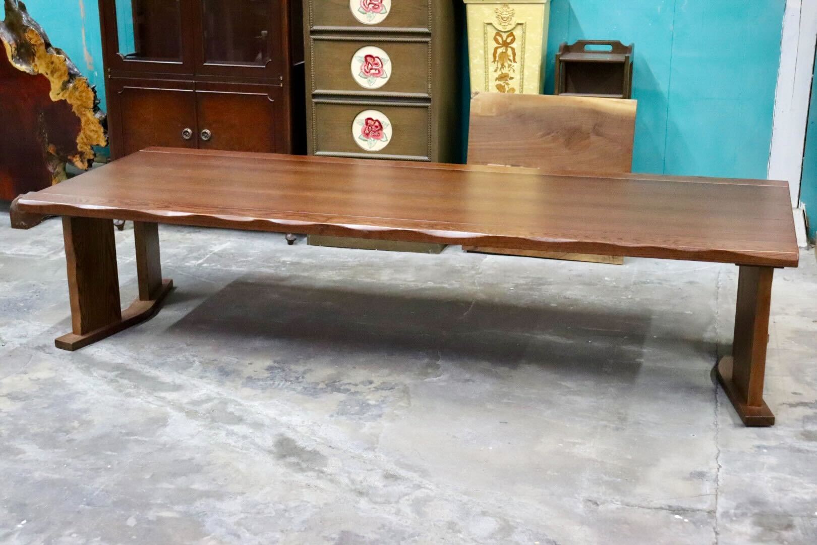 GMIH494A○工房家具 和モダン ダイニングテーブル 食卓テーブル 作業台 タモ材 和家具 店舗什器 ローテーブル リビングテーブル 美品