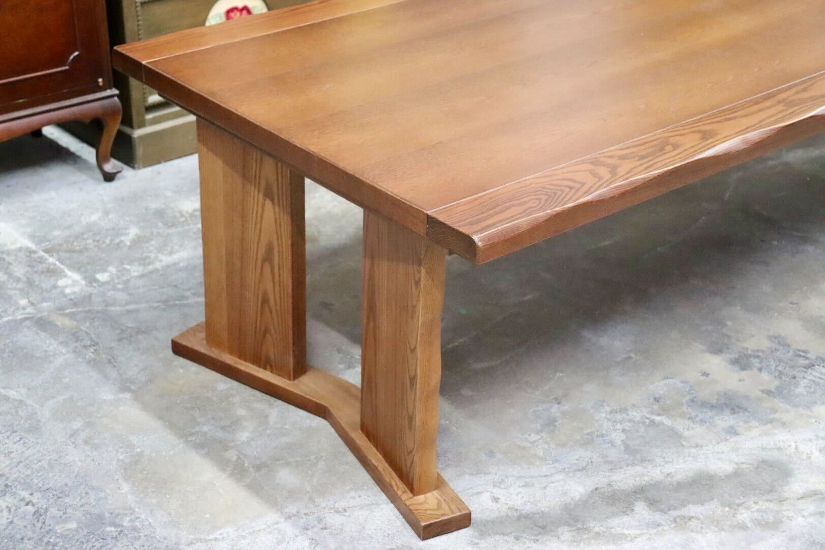 GMIH494A○工房家具 和モダン ダイニングテーブル 食卓テーブル 作業台 タモ材 和家具 店舗什器 ローテーブル リビングテーブル 美品