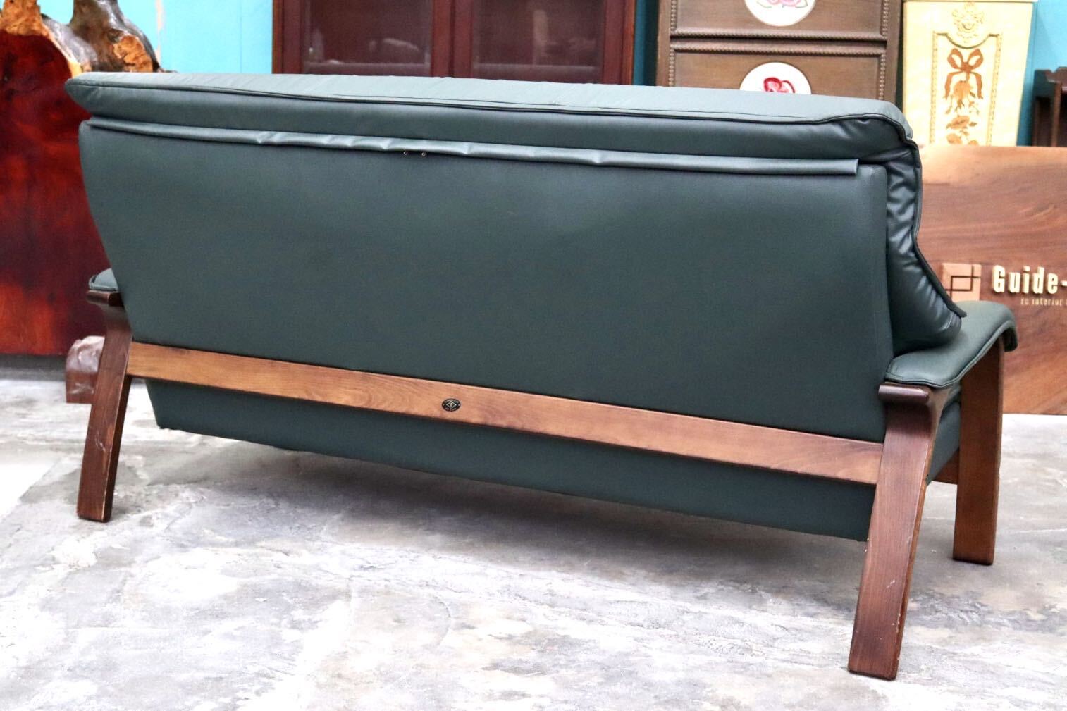 GMJK130A○冨士ファニチア / FUJI FURNITURE 3人掛けソファ トリプルソファ ハイバック 椅子 チェア 本革 曲木 ヴィンテージ 国産家具