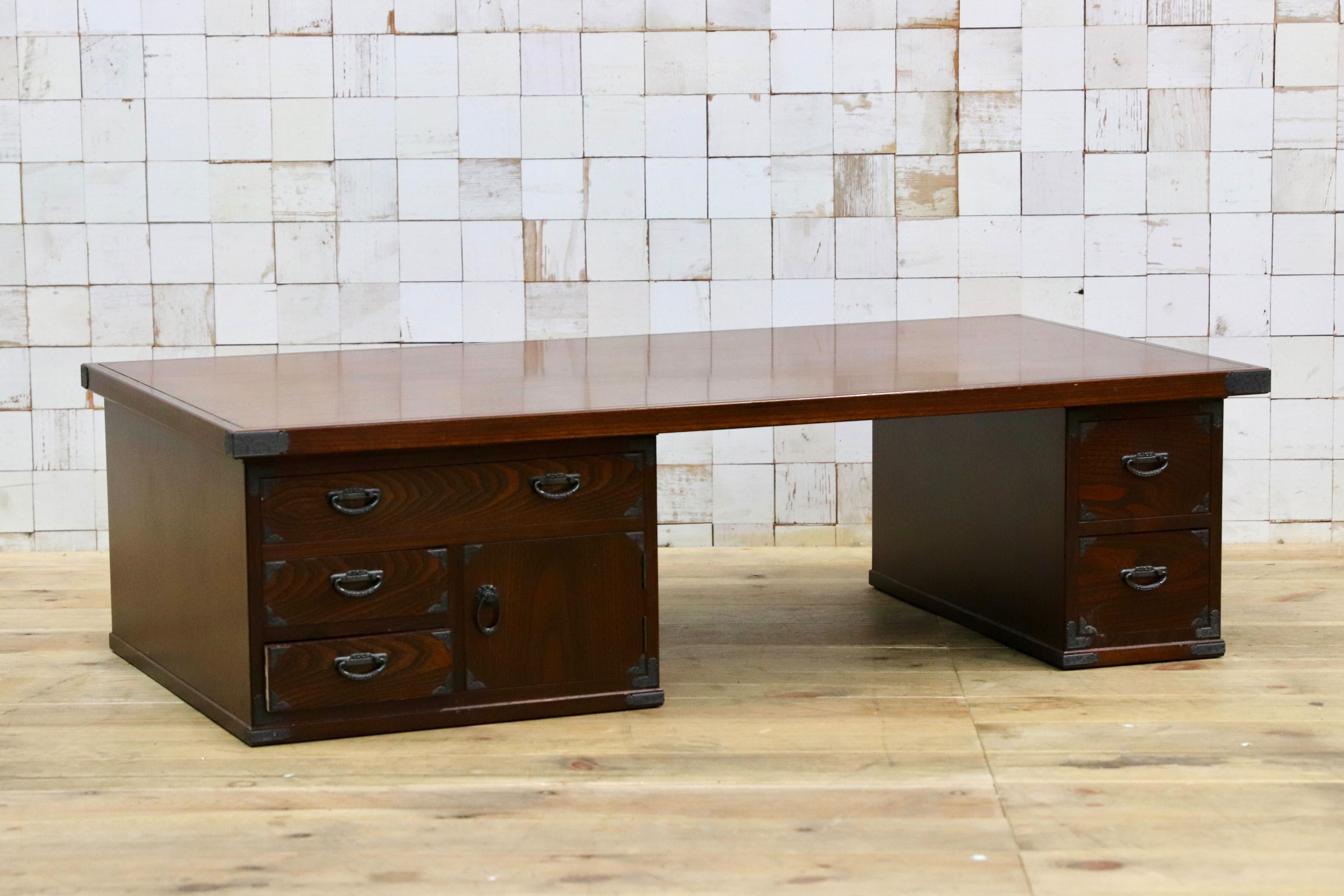 GMIS295○文机 和家具 レトロ 和モダン 座敷 和室 ローテーブル デスク アンティーク 座卓