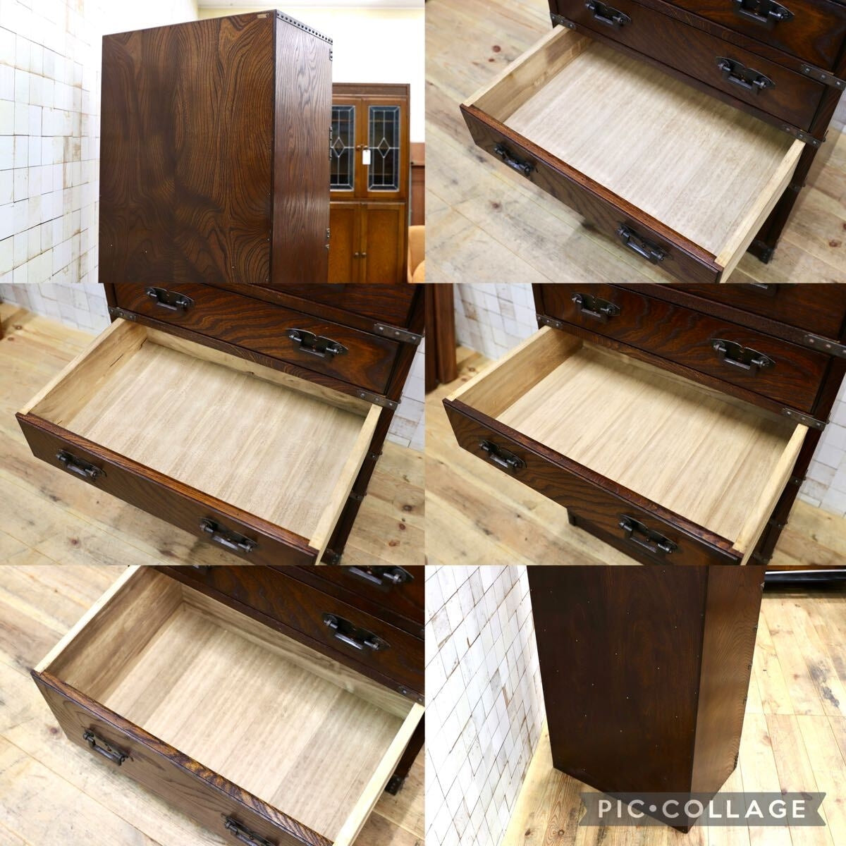 GMJH163○民芸家具 和箪笥 整理箪笥 欅材 桐材 和モダン チェスト 収納家具 南部鉄器 トールチェスト アンティーク 和家具 レトロ