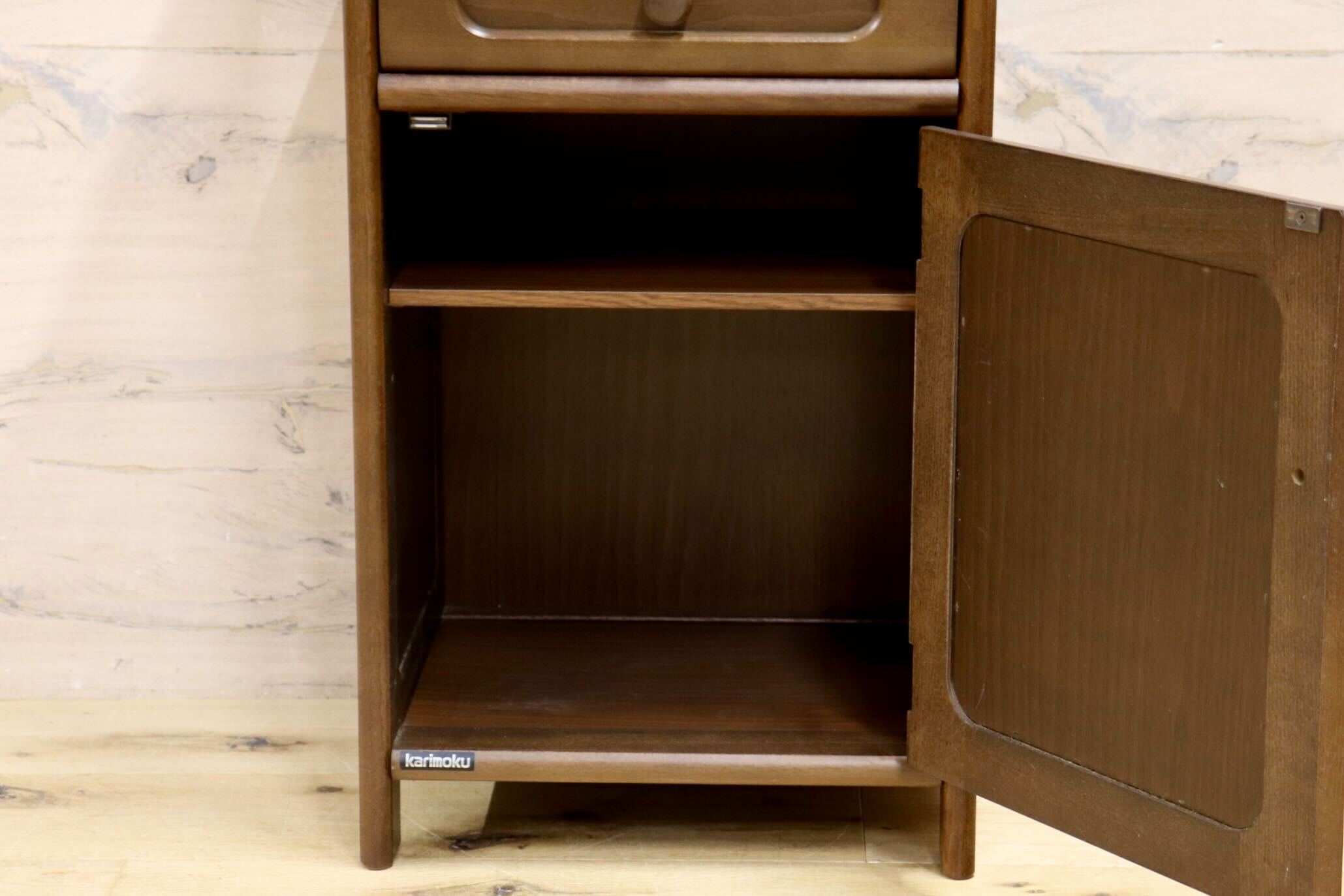 GMIH277B○karimoku / カリモク 電話台 FAX台 花台 飾り棚 リビング収納 引出し クラシック レトロ 国産家具