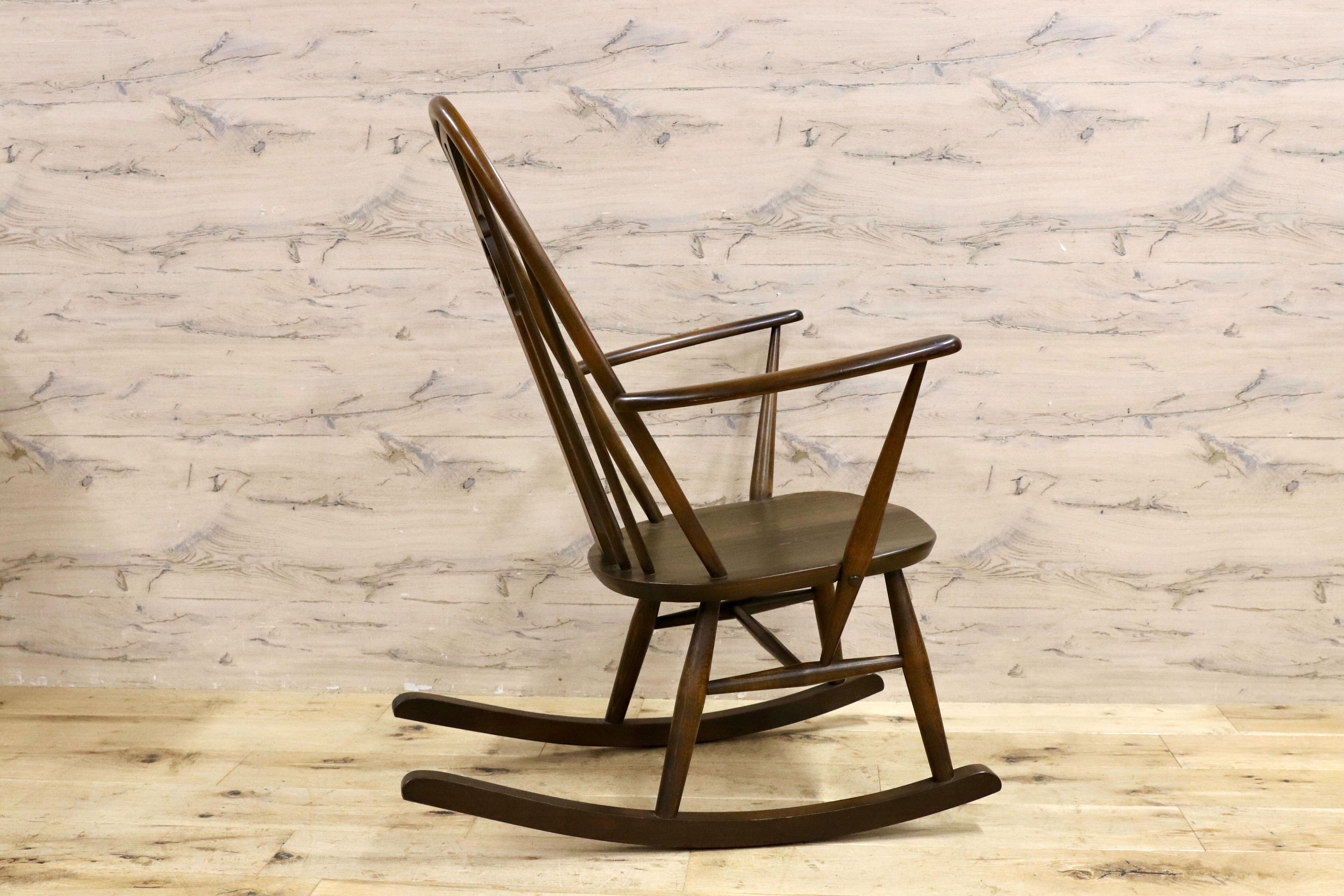 GMIK783○ERCOL / アーコール スワン クエーカー ロッキングチェア 揺り椅子 イギリス アンティーク 高島屋限定50脚 No.3 稀少