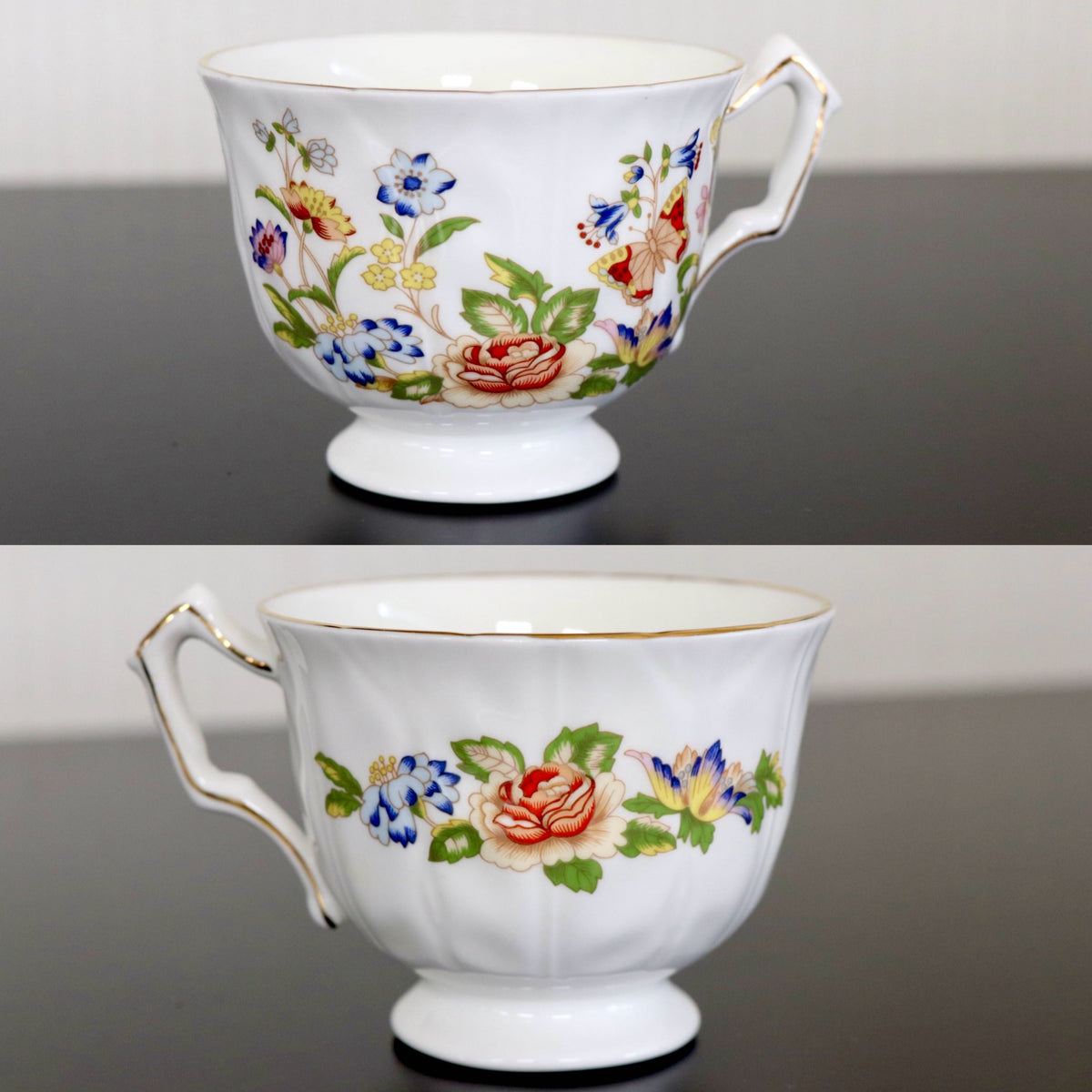 GMJO137C○Aynsley / エインズレイ ティーカップ＆ソーサー 花柄 1客 金彩 ヴィンテージ 廃盤