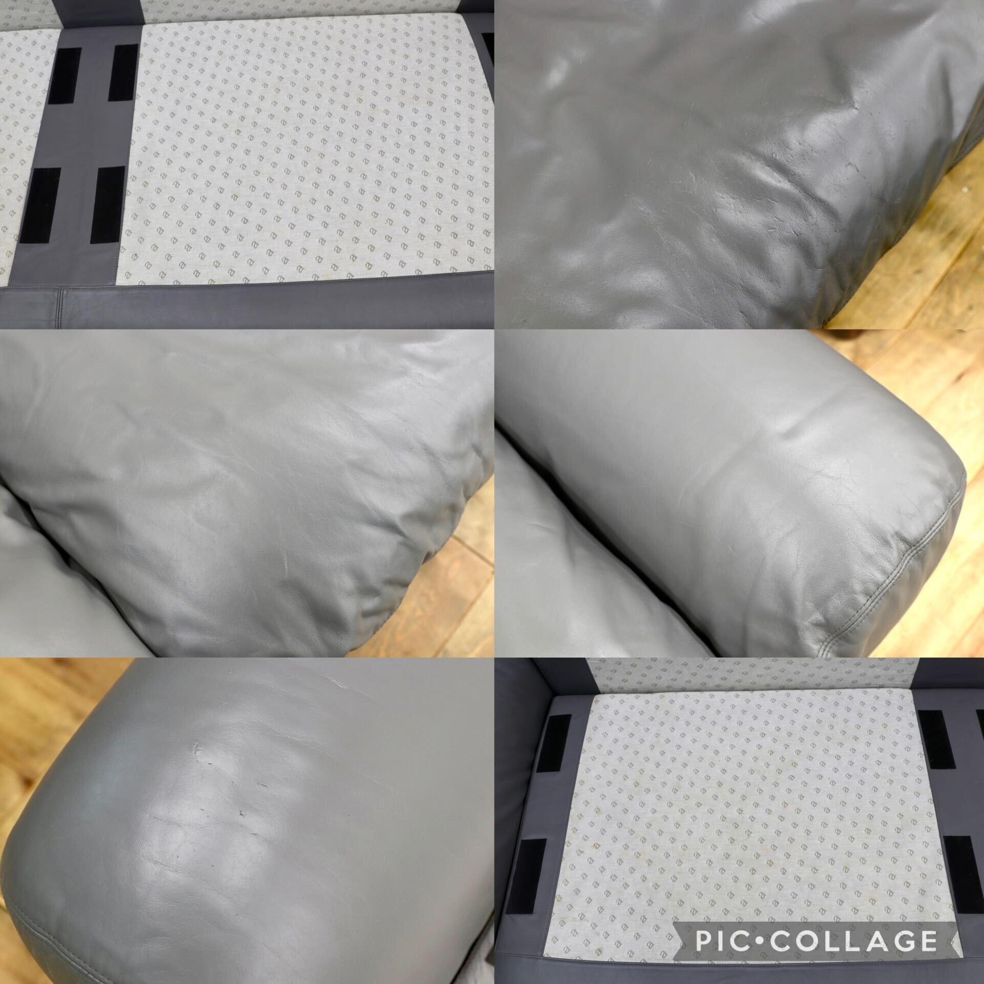 GMIH366○arflex / アルフレックス BENGODI ベンゴディ チニ・ボエリ 3人掛けソファ 本革 グレー イタリアモダン 最高級 定価約190万