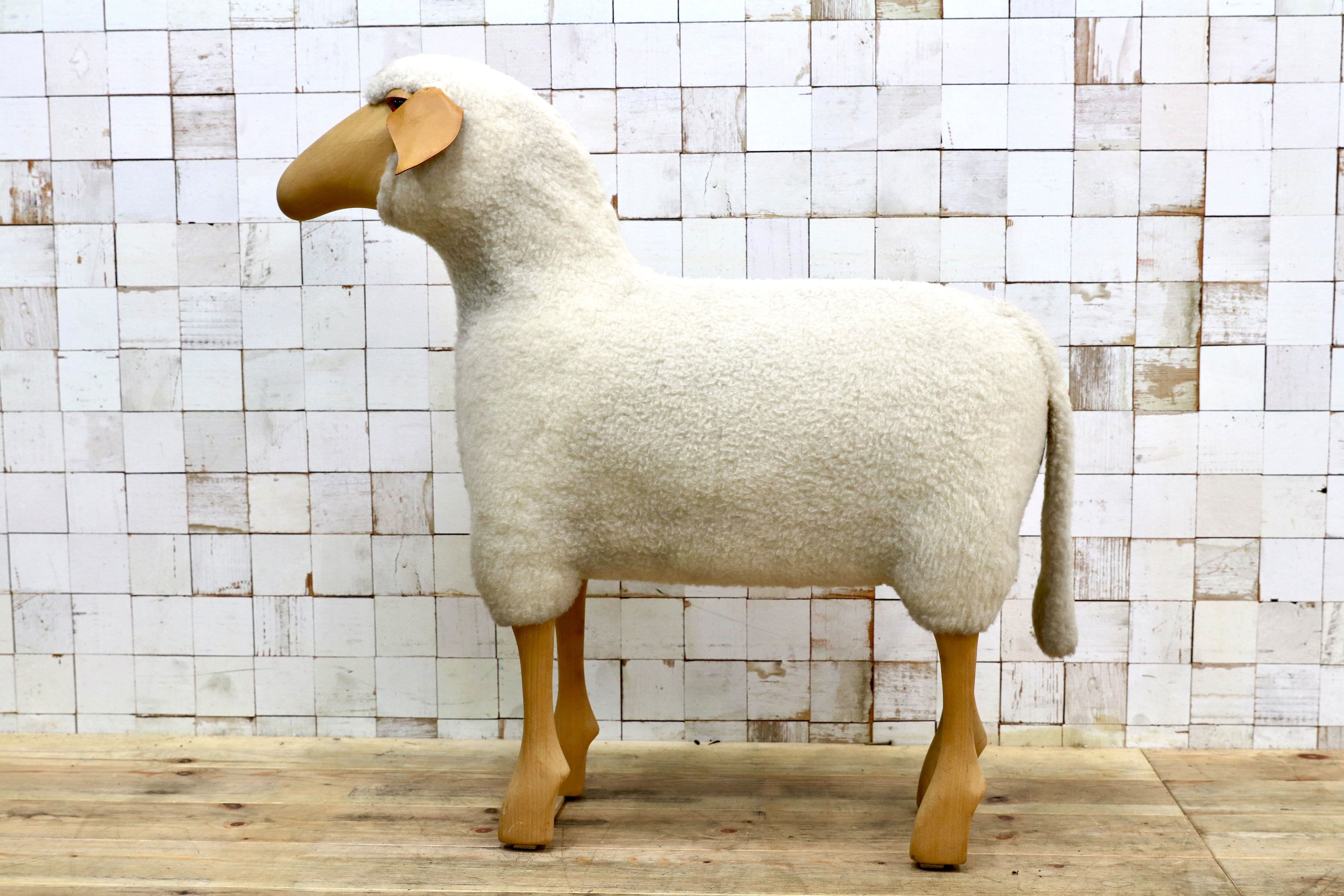 GMIS450A○Hanns-Peter Krafft ハンス・ペーター・クラフト ドイツ製 Meier Germany マイヤー ブナ材 羊 スツール 超レア