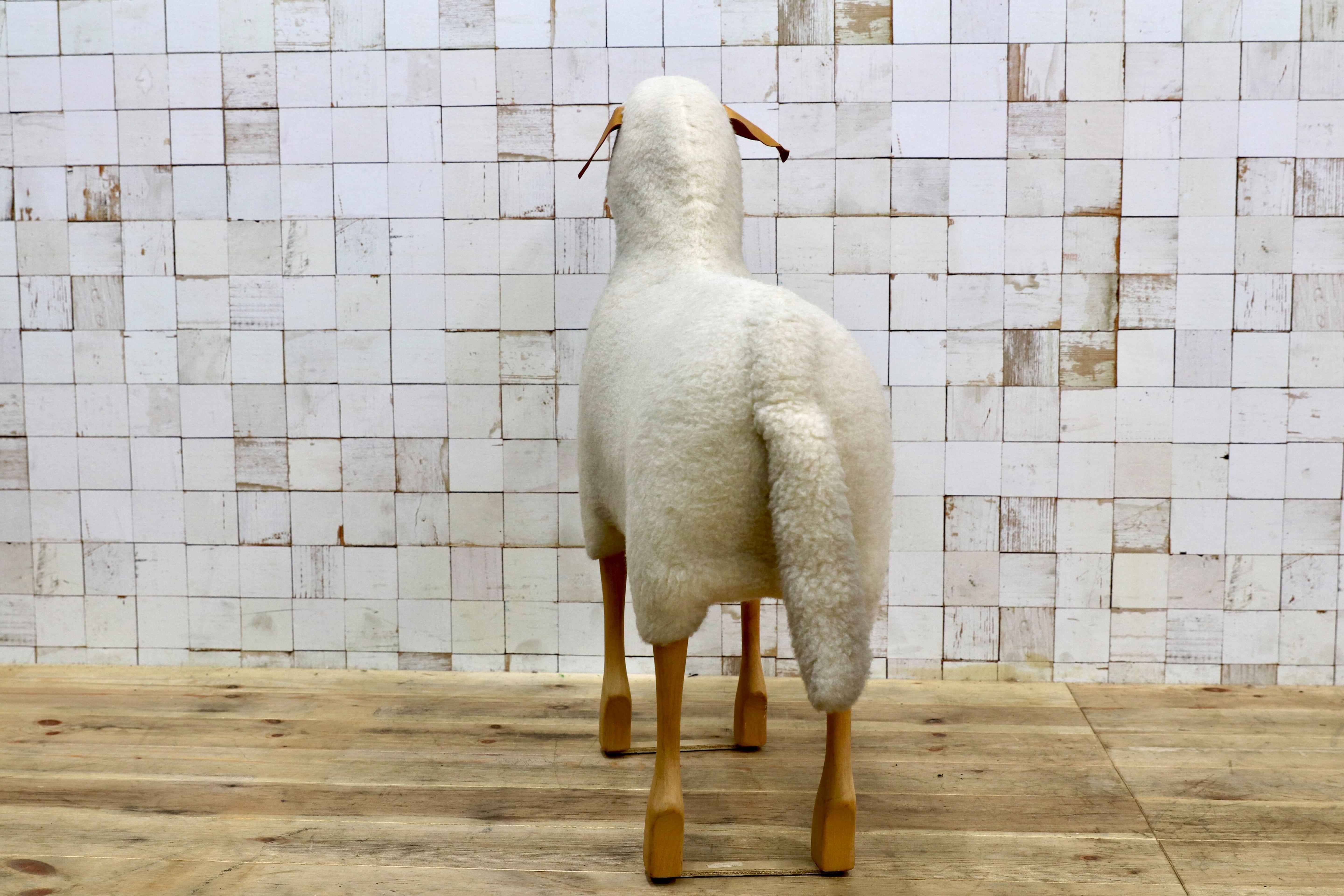 GMIS450A○Hanns-Peter Krafft ハンス・ペーター・クラフト ドイツ製 Meier Germany マイヤー ブナ材 羊 スツール 超レア