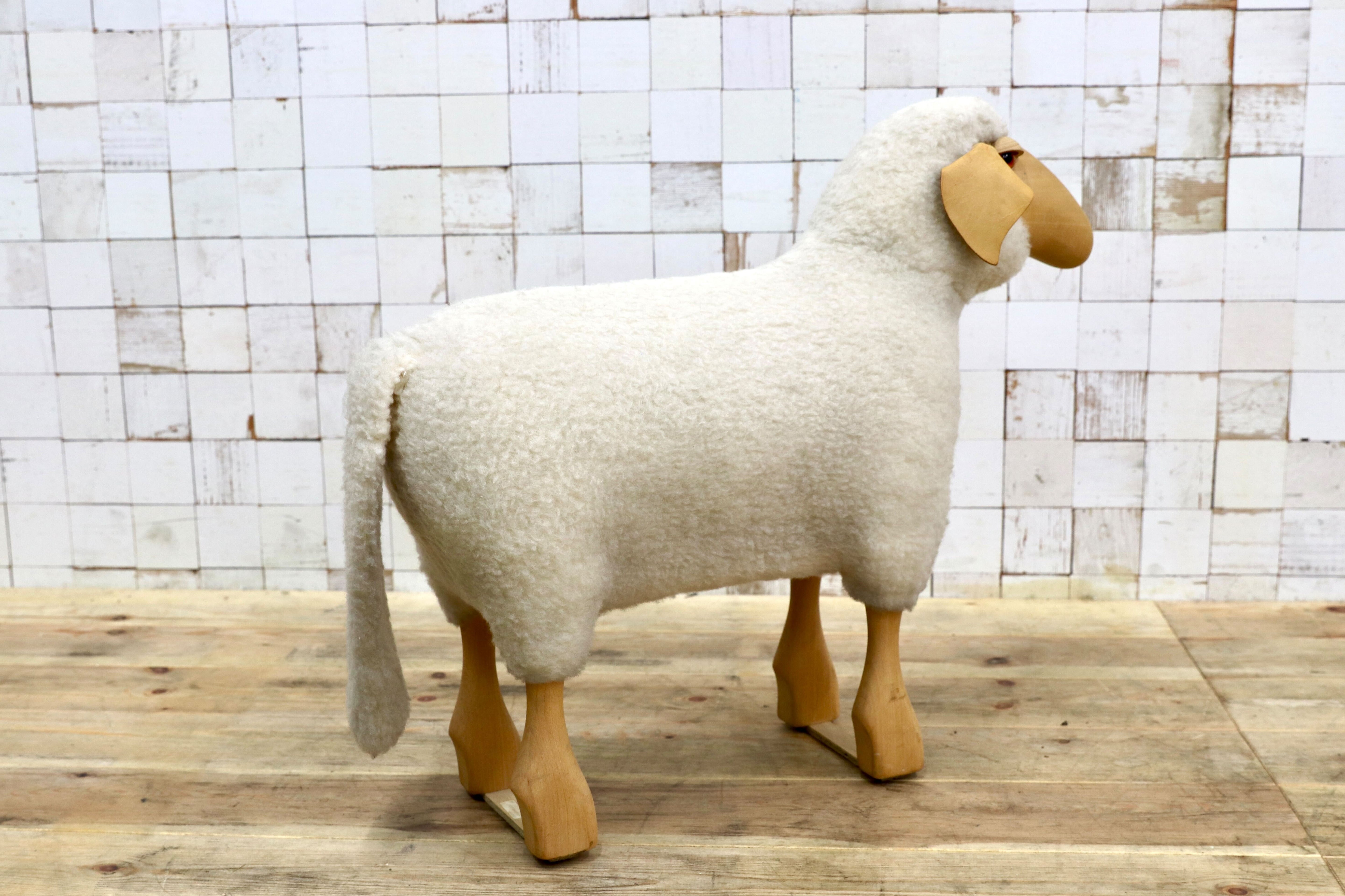 GMIS450B○Hanns-Peter Krafft ハンス・ペーター・クラフト ドイツ製 Meier Germany マイヤー ブナ材 羊 スツール 超レア