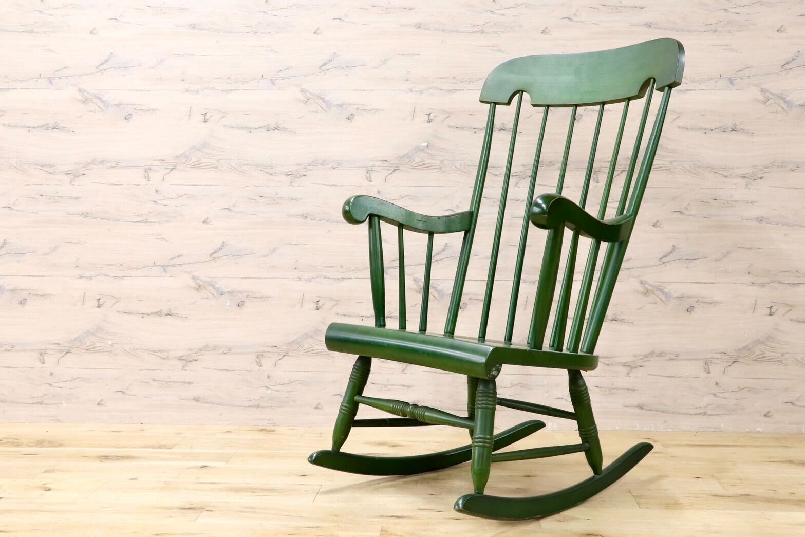 GMIS519○飛騨産業 / HIDA キツツキ ロッキングチェア 揺り椅子 飛騨家具 レトロ カントリー アンティーク ヴィンテージ 木製 グリーン