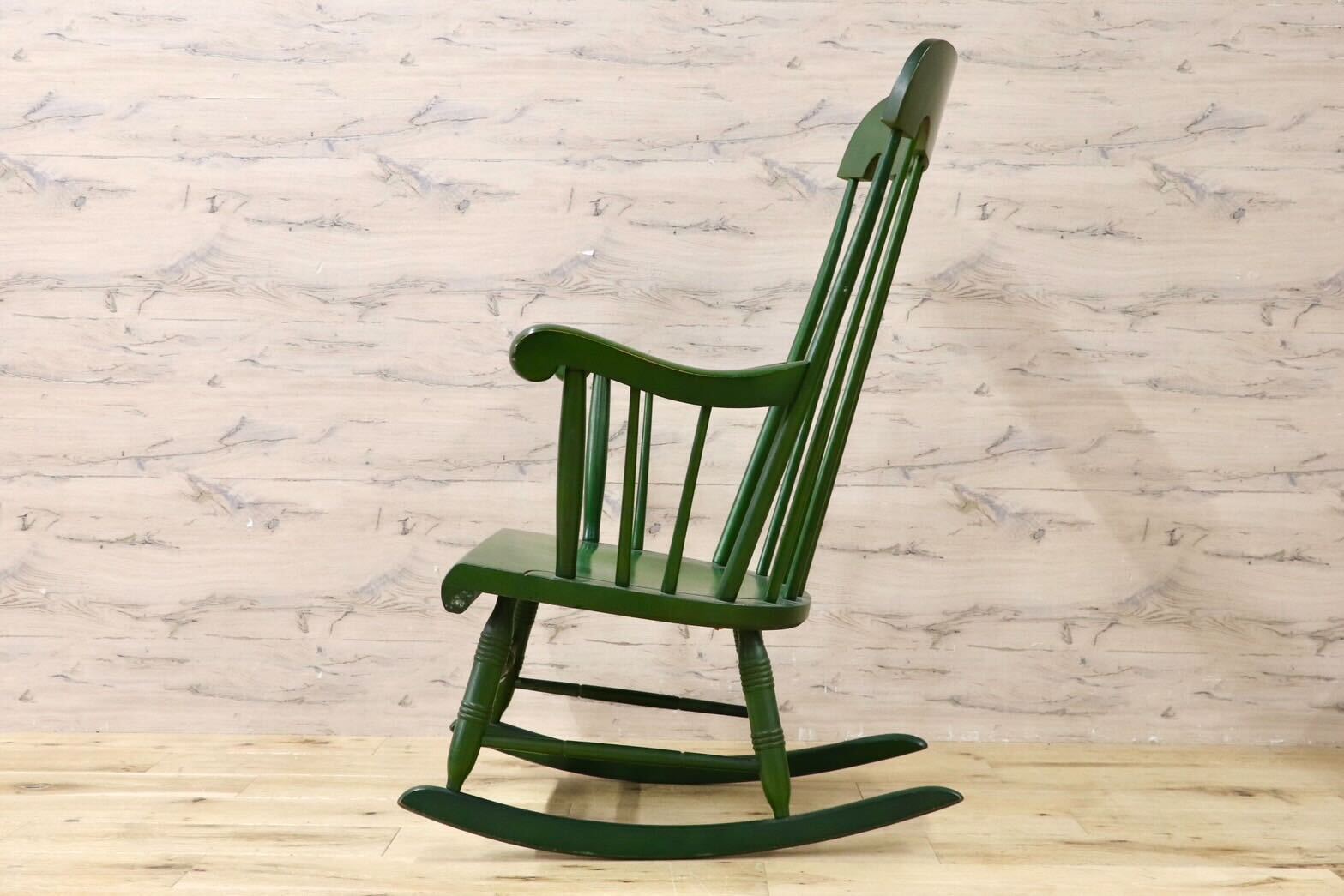 GMIS519○飛騨産業 / HIDA キツツキ ロッキングチェア 揺り椅子 飛騨家具 レトロ カントリー アンティーク ヴィンテージ 木製 グリーン