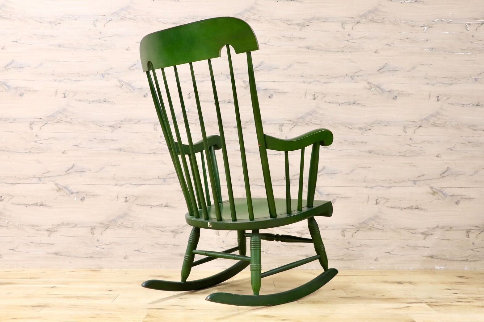 GMIS519○飛騨産業 / HIDA キツツキ ロッキングチェア 揺り椅子 飛騨家具 レトロ カントリー アンティーク ヴィンテージ 木製 グリーン
