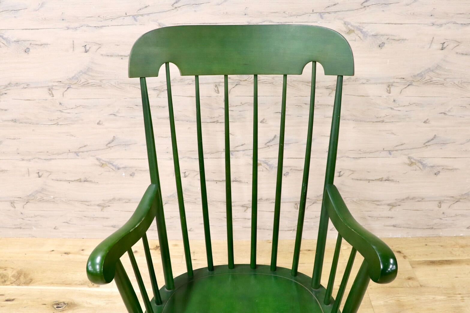 GMIS519○飛騨産業 / HIDA キツツキ ロッキングチェア 揺り椅子 飛騨家具 レトロ カントリー アンティーク ヴィンテージ 木製 グリーン