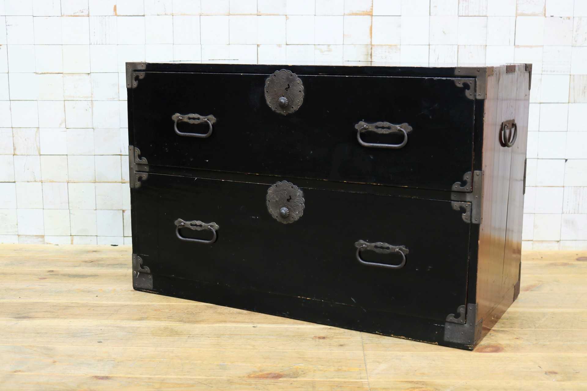 GMJS144A◯時代箪笥 整理箪笥 チェスト 和箪笥 和家具 2段チェスト 収納家具 和室 古民家 和モダン レトロ アンティーク