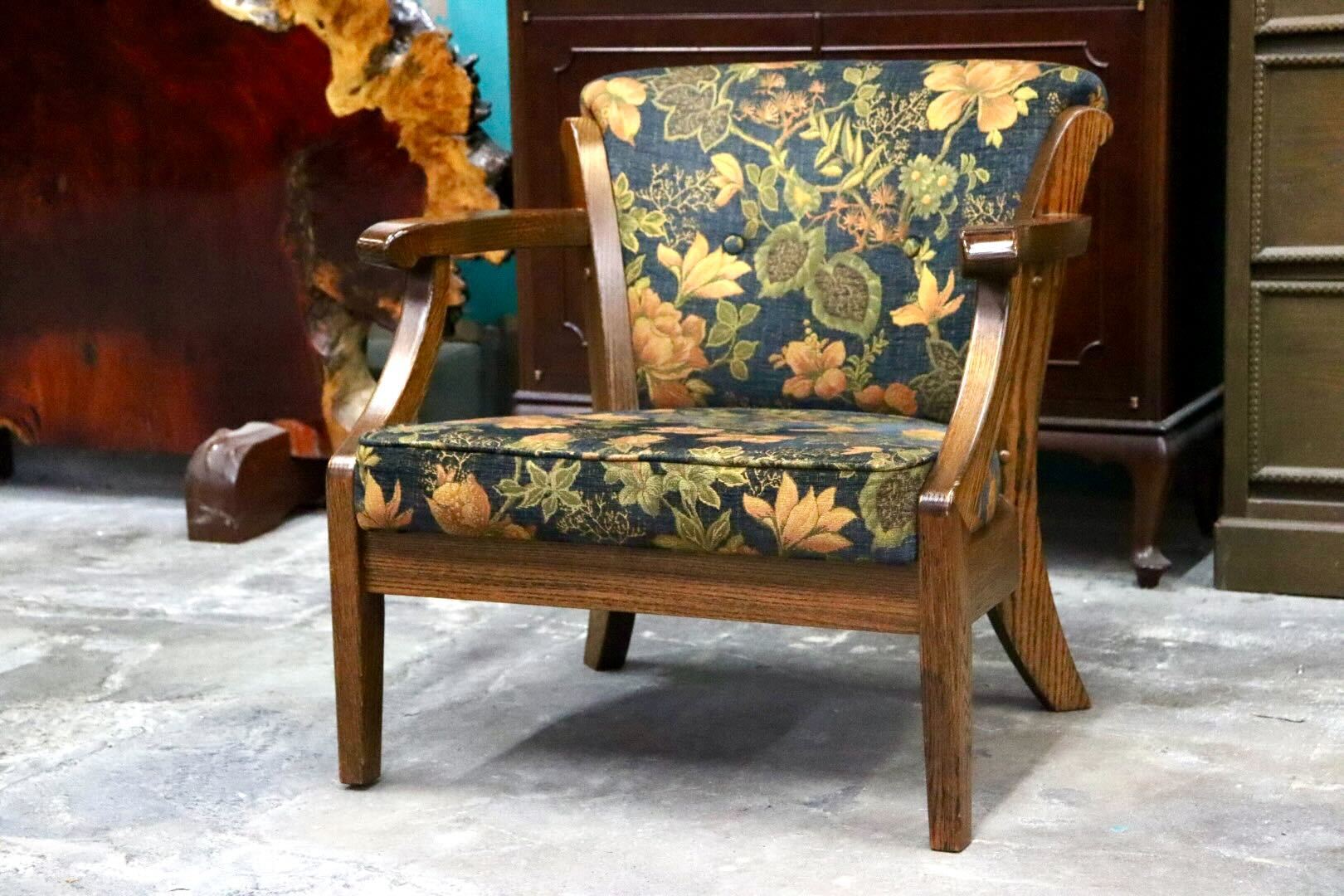 GMJS108○三越家具 Brugge ブルージュ シングルソファ アームチェア 1人掛けチェア ファブリック 花柄 椅子 国産家具