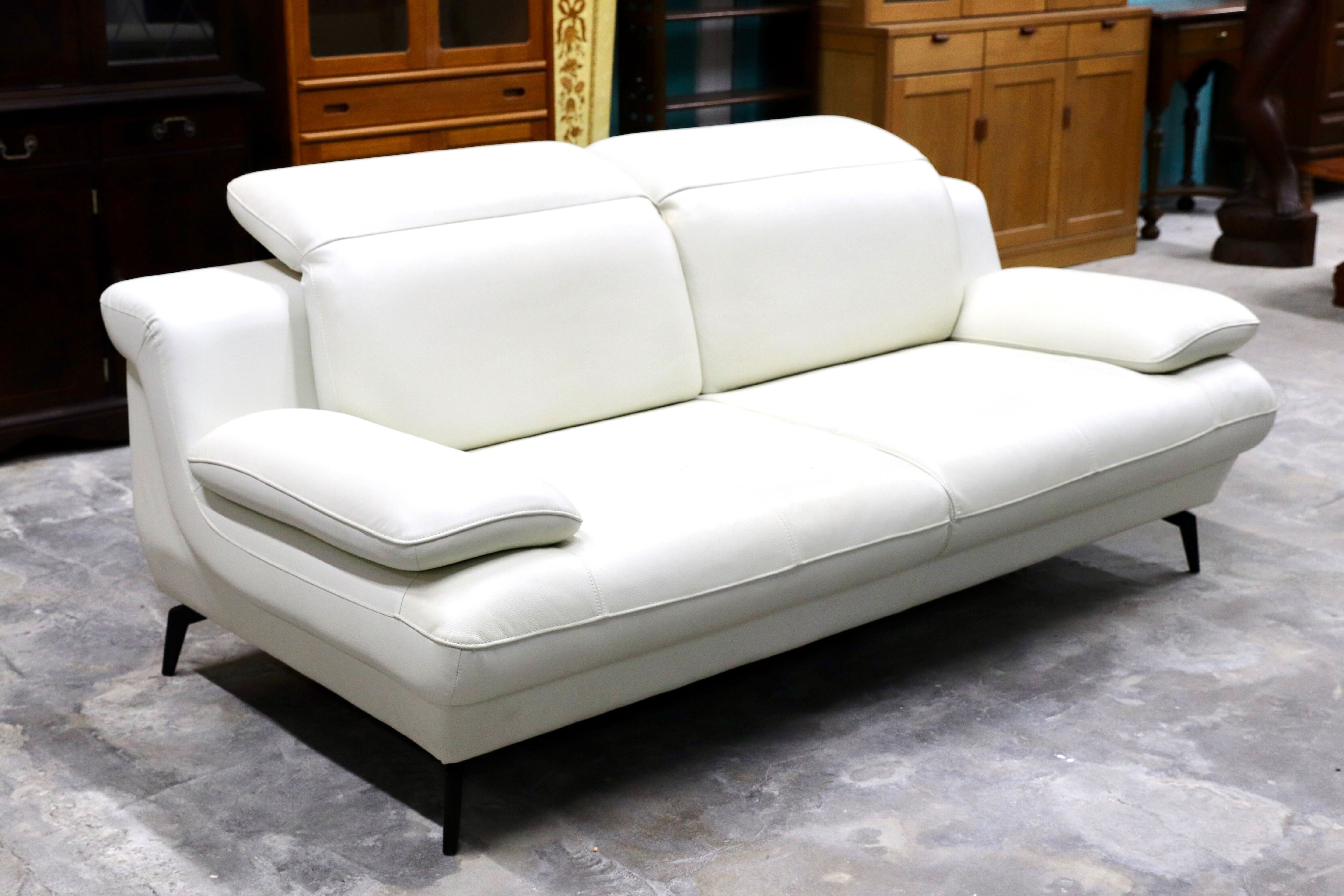 GMIK314A○3人掛けソファ トリプルソファ 前革 ホワイト スタイリッシュモダン ハイバック レザー 定価16.8万