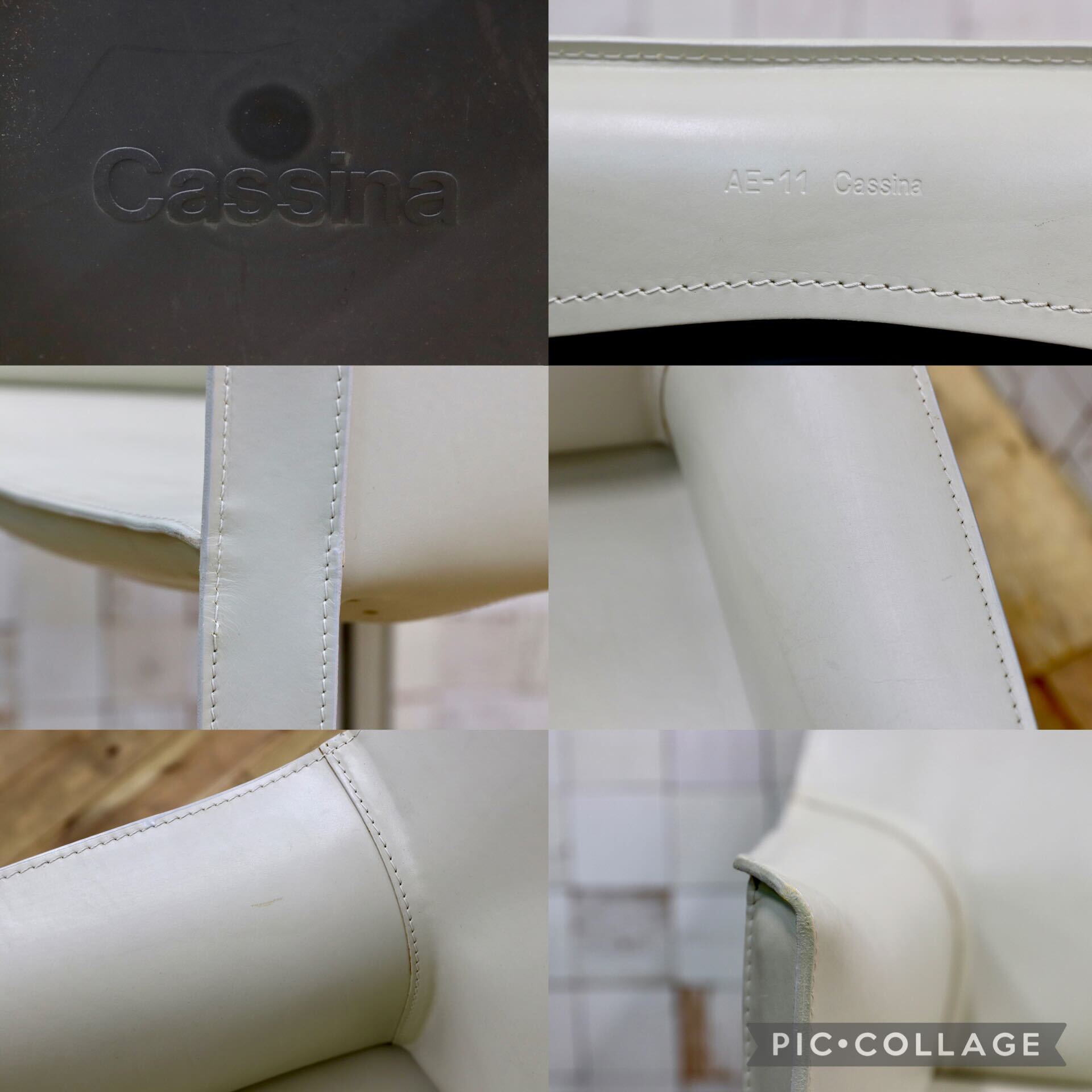 GMIO74A○Cassina / カッシーナ 413 CAB キャブアームチェア マリオ・ベリーニ 椅子 マットアイボリー レザー イタリアモダン 定価50.6万