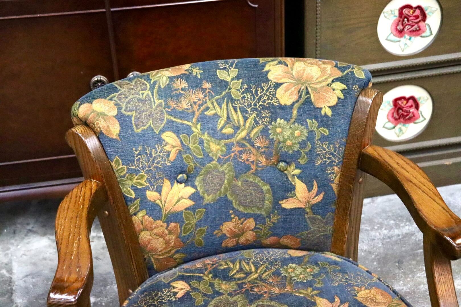 GMJS108○三越家具 Brugge ブルージュ シングルソファ アームチェア 1人掛けチェア ファブリック 花柄 椅子 国産家具