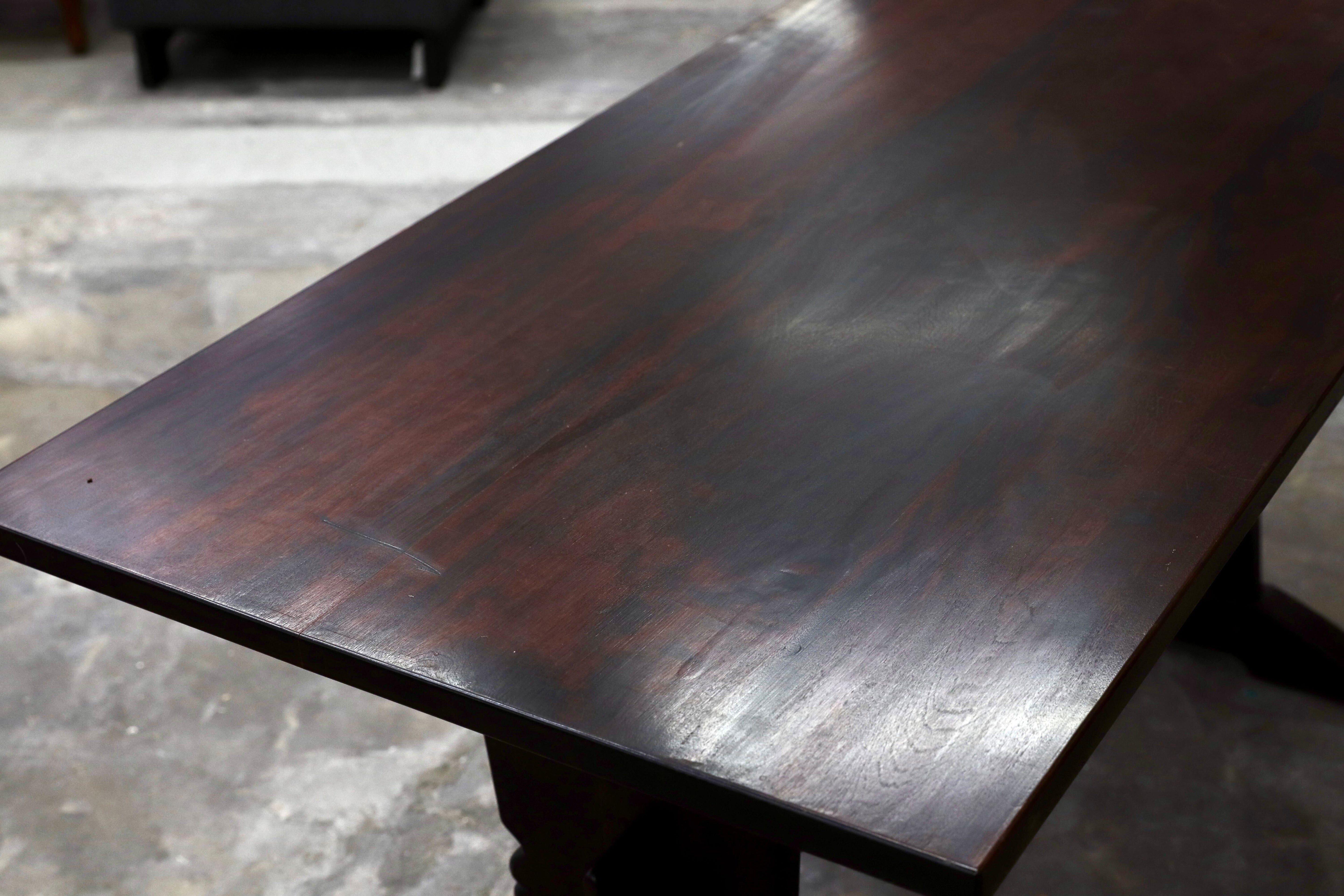 GMIS427○松本民芸民芸家具 T型トレッスル卓 ダイニングテーブル 食卓テーブル ミズメザクラ 稀少 アンティーク 民藝