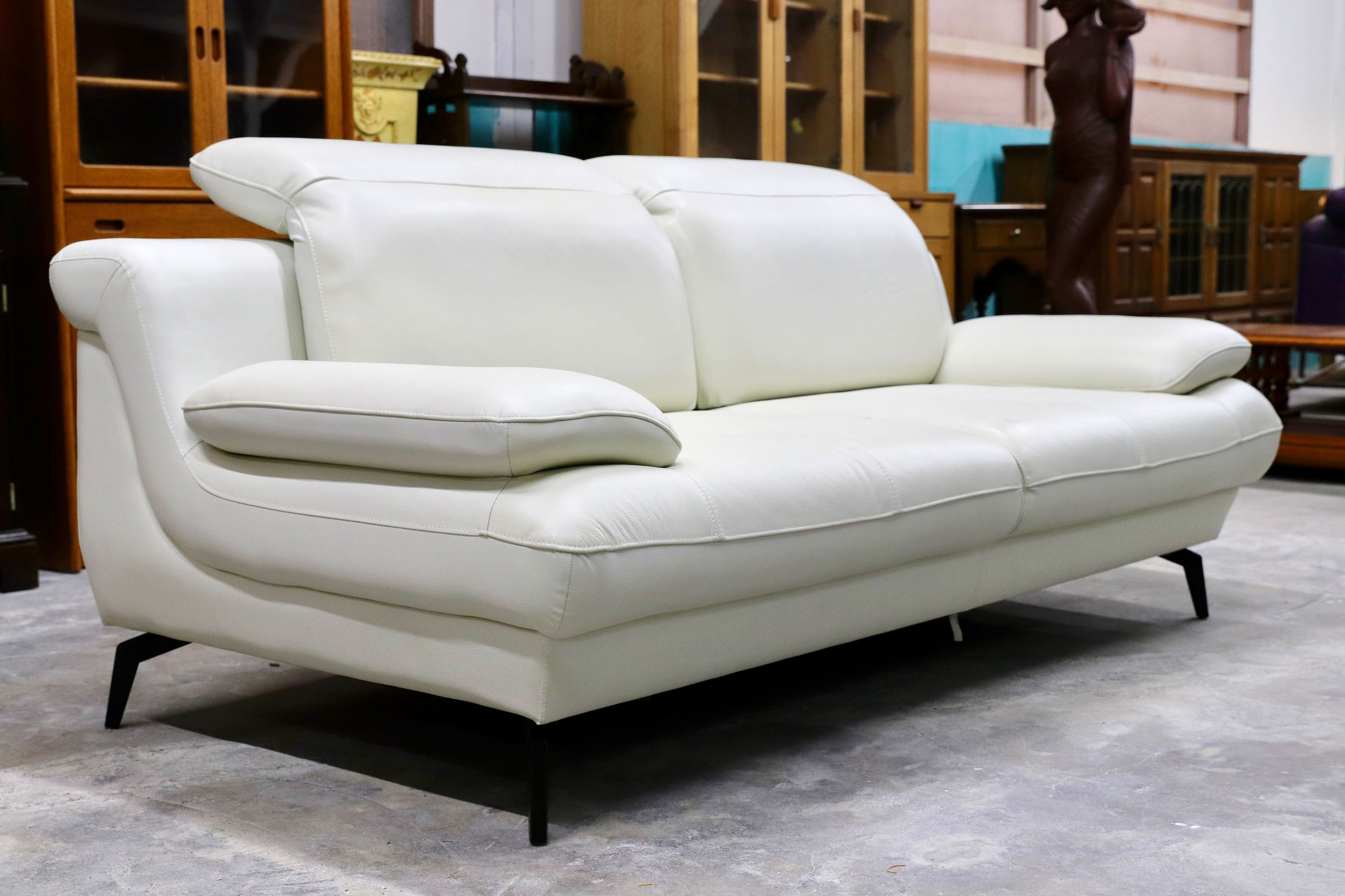 GMIK314B○3人掛けソファ トリプルソファ 前革 ホワイト スタイリッシュモダン ハイバック レザー 定価16.8万