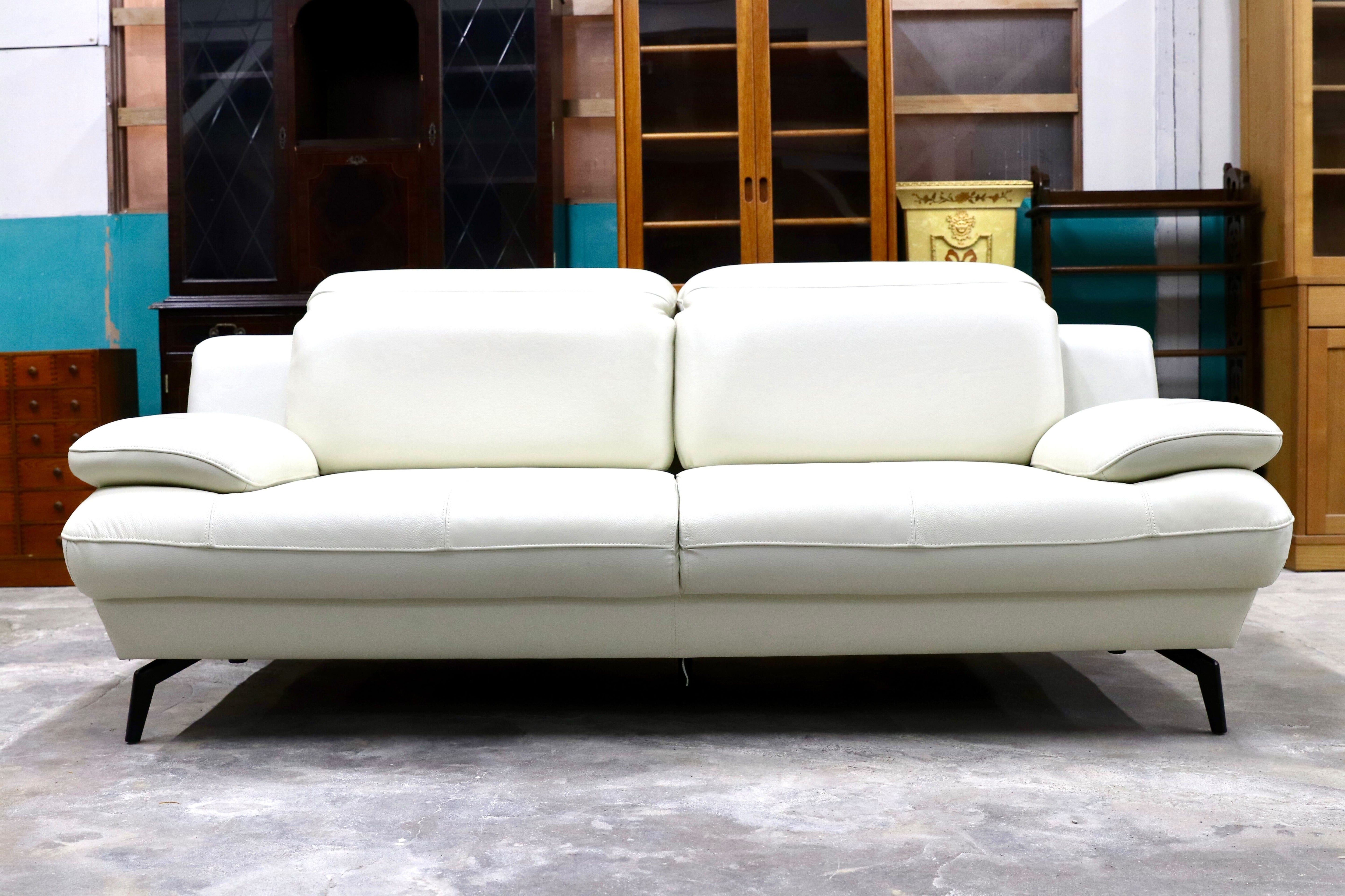 GMIK314B○3人掛けソファ トリプルソファ 前革 ホワイト スタイリッシュモダン ハイバック レザー 定価16.8万