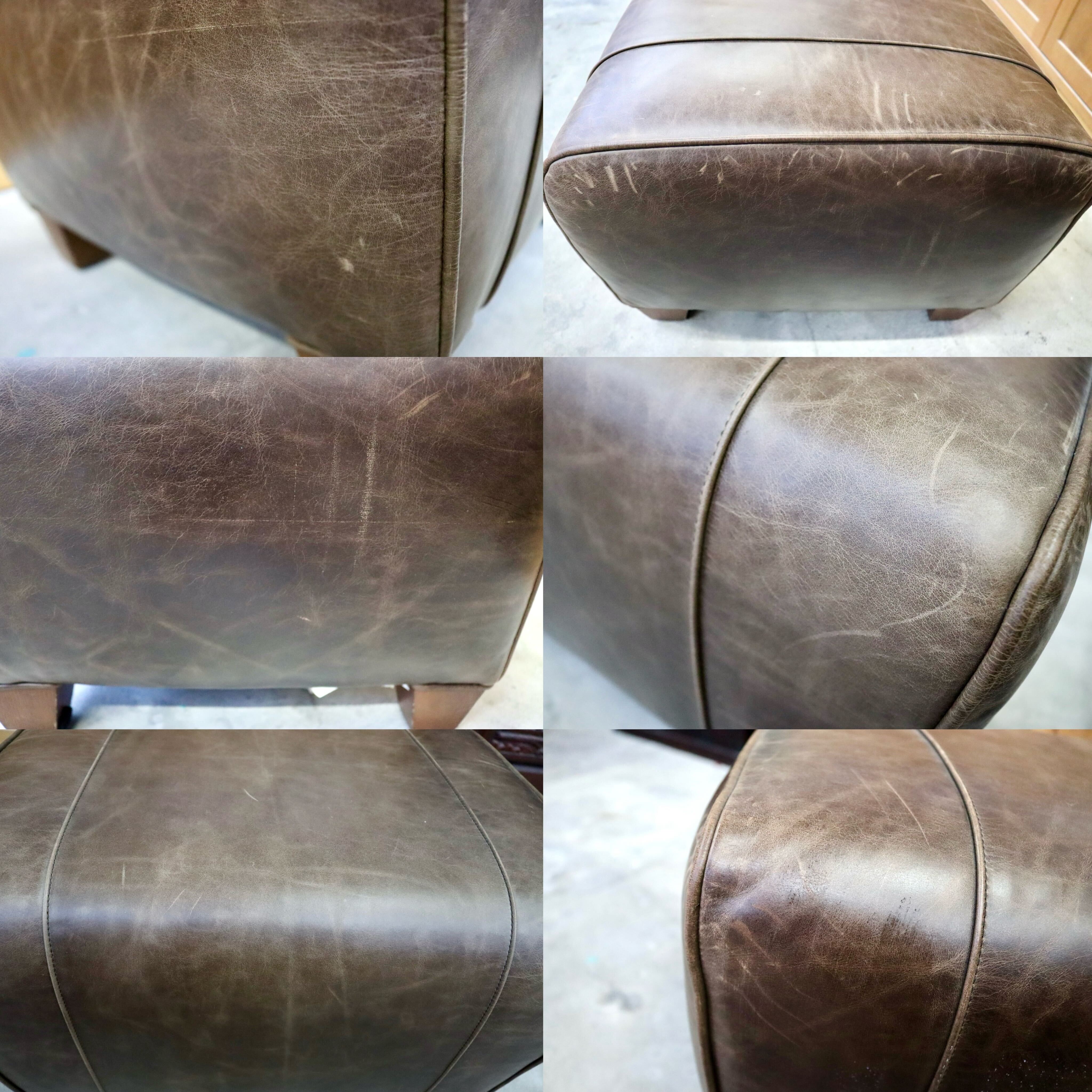 GMIK558C○Pottery Barn / ポッタリーバーン マンハッタンレザー オットマン スツール 本革 アメリカ ヴィンテージ