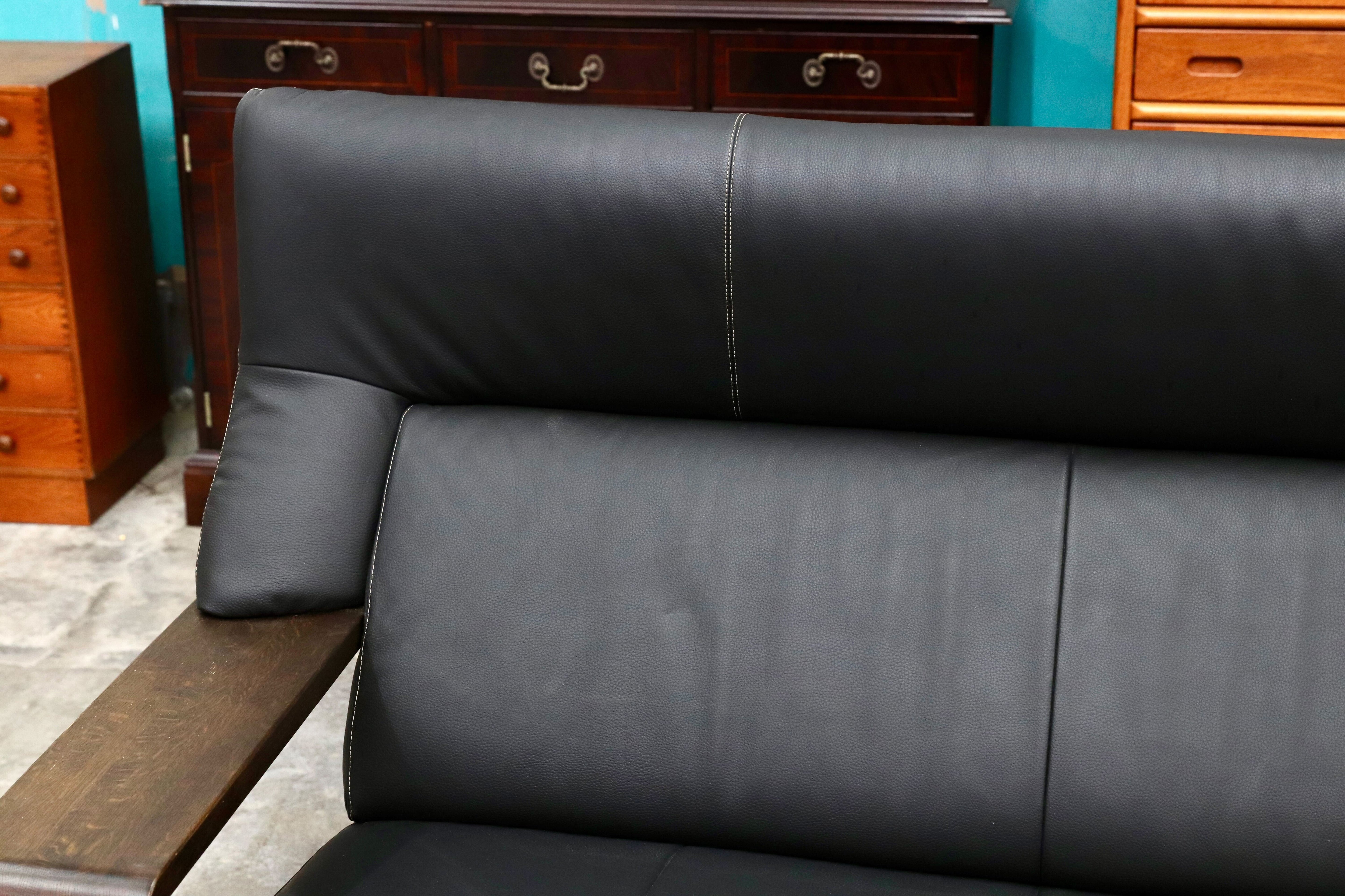 GMIH105○Chitano / チターノ 2人掛けソファ ラブソファ 長椅子 前革 ブラック ハイバック karimoku カリモク 2シーター
