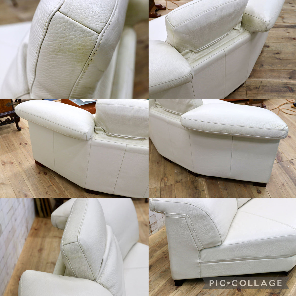 GMJK111D○IDC大塚家具 コーナーソファ 総本革 アイボリー ヘッドレスト角度調整機能付き モダン 高級家具