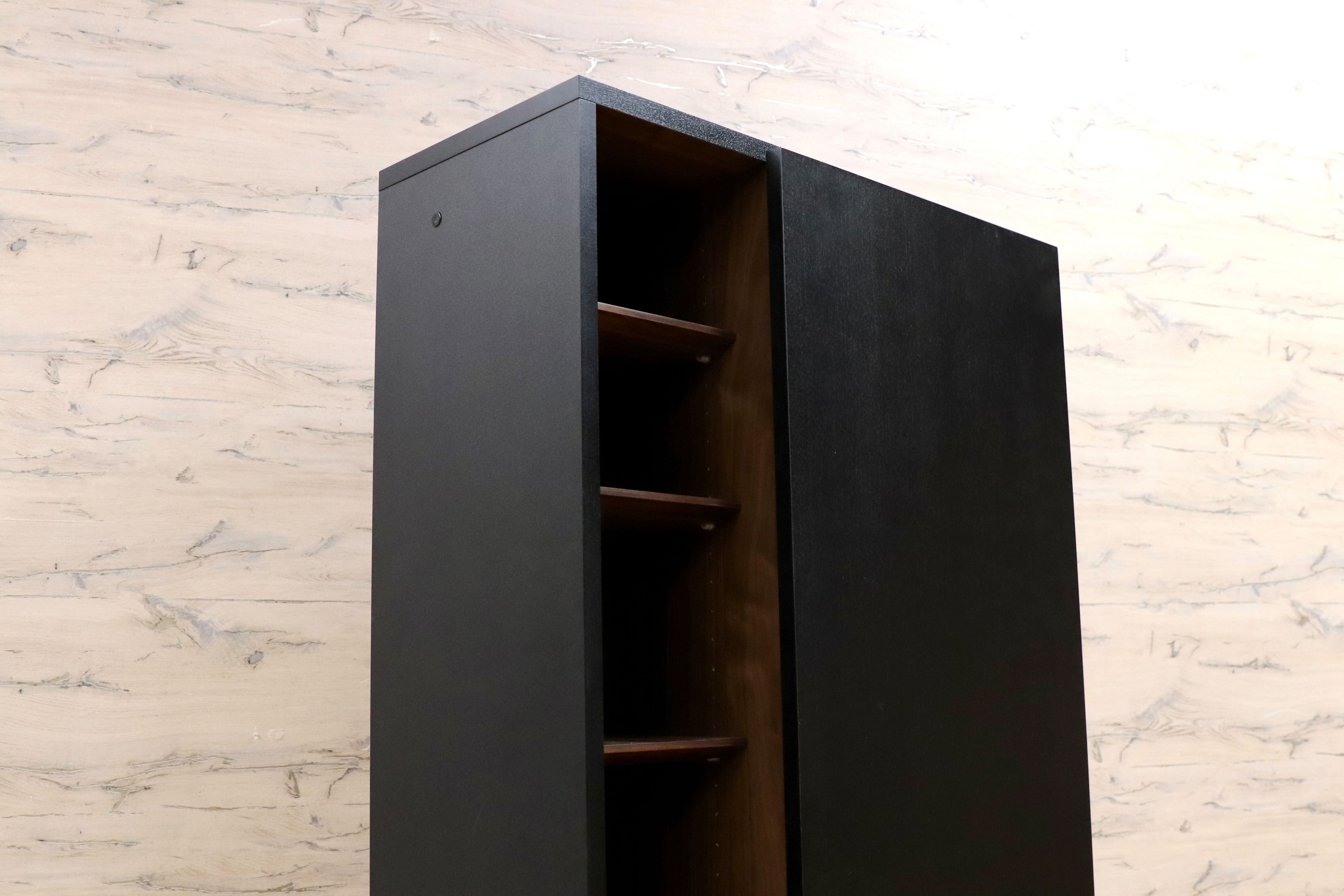 GMIH385○ミモザ オープンラック ミドルキャビネット ウォールナット ブラック モダン 棚 リビングボード 壁面収納