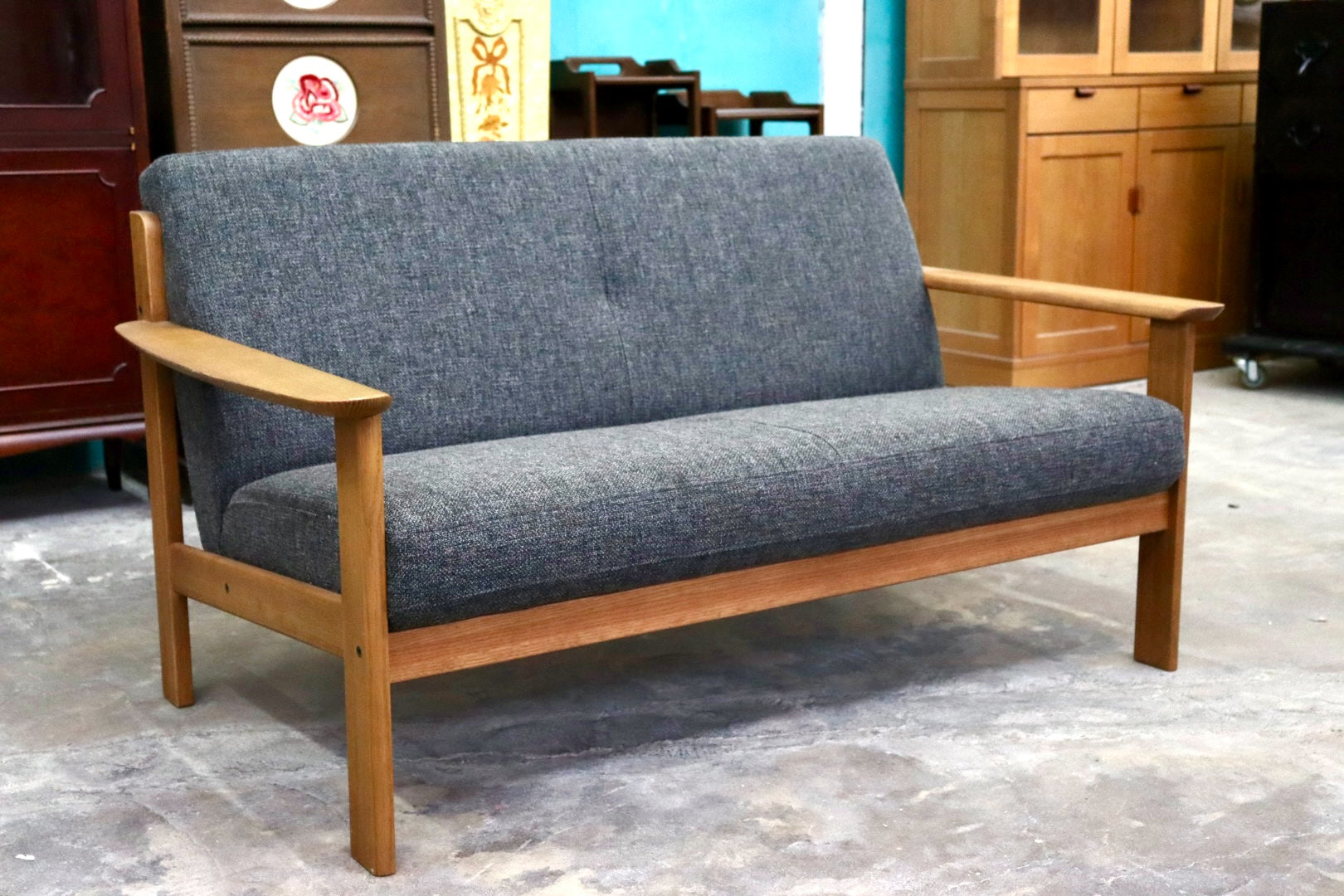 GMJK196○karimoku / カリモク Chitano チターノ W13102ZHG 2人掛ソファ 2Pソファ オーク材 北欧モダン 国産家具