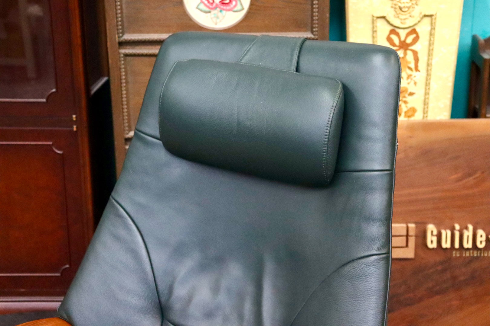 GMJK183○MODI SKAND / モディ・スカンド ノルウェー製 本革 緑色 リクライニングチェア パーソナルチェア 北欧家具 レア ヴィンテージ