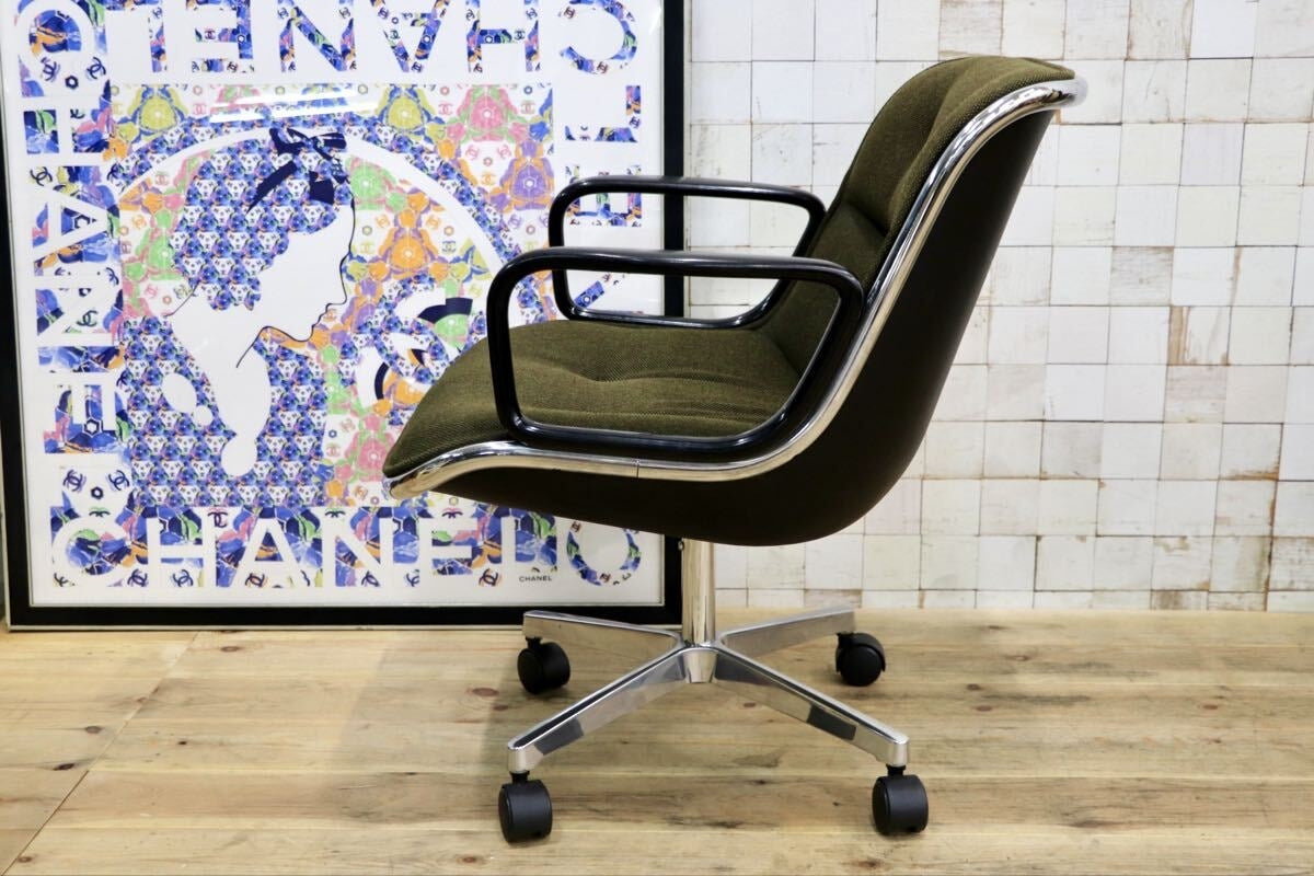 GMJK174I〇Pollock / ポロックチェア ヴィンテージ デスクチェア モスグリーン ミッドセンチュリー デザイナーズ KOKUYOリペア 名作椅子