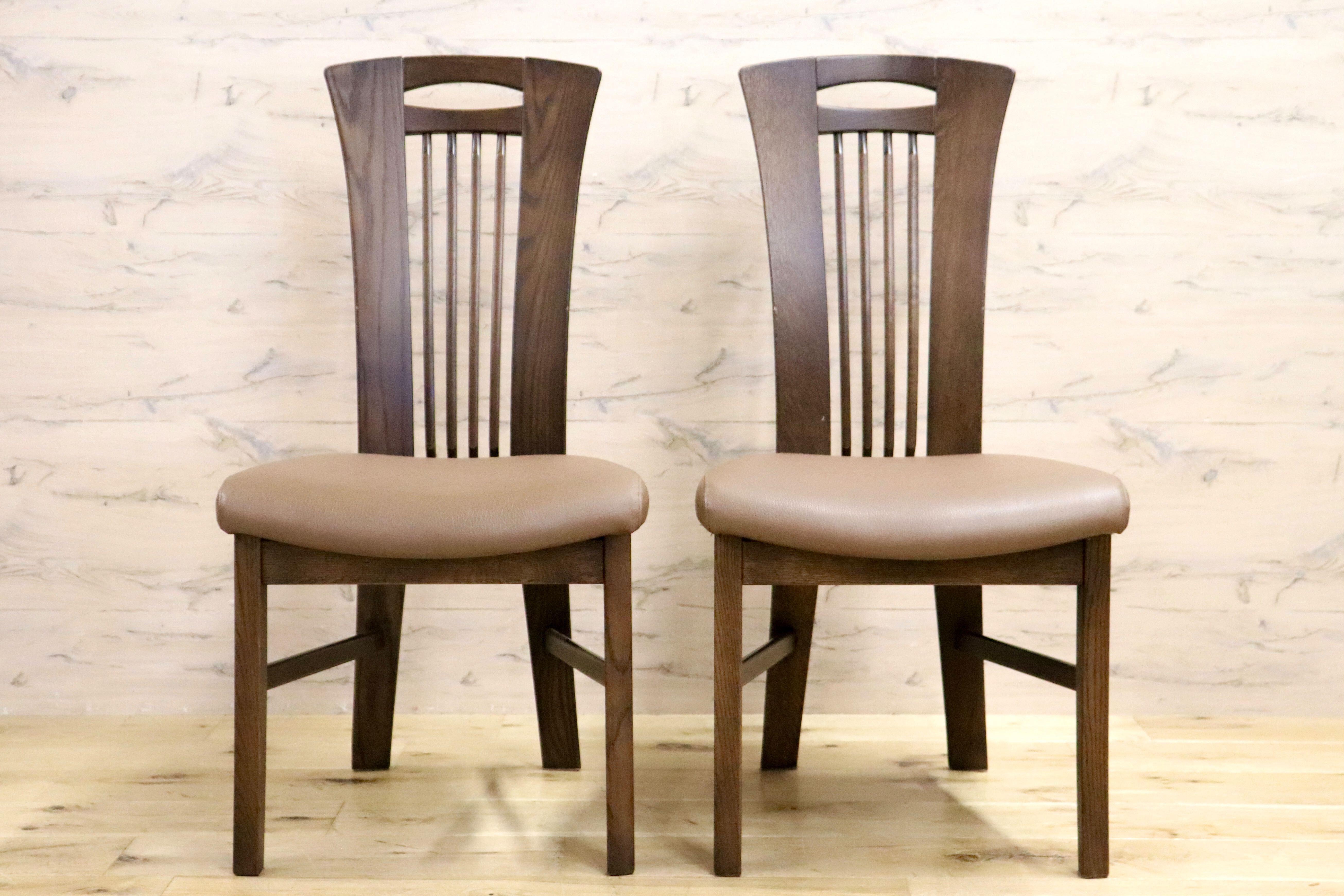 GMHN226A○karimoku / カリモク ダイニングチェア 2脚セット アームレスチェア 椅子 カントリー モダン レトロ オーク 合皮 国産家具