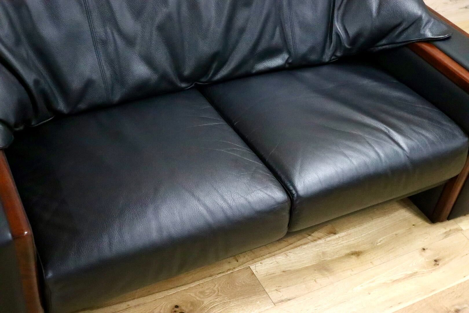 GMFK575A○MORISHIGE / モリシゲ プレステージ 2人掛けソファ ラブソファ 長椅子 黒総革 IDC大塚家具 最高級 応接