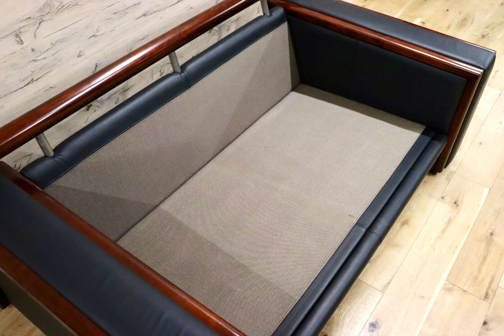 GMFK575A○MORISHIGE / モリシゲ プレステージ 2人掛けソファ ラブソファ 長椅子 黒総革 IDC大塚家具 最高級 応接