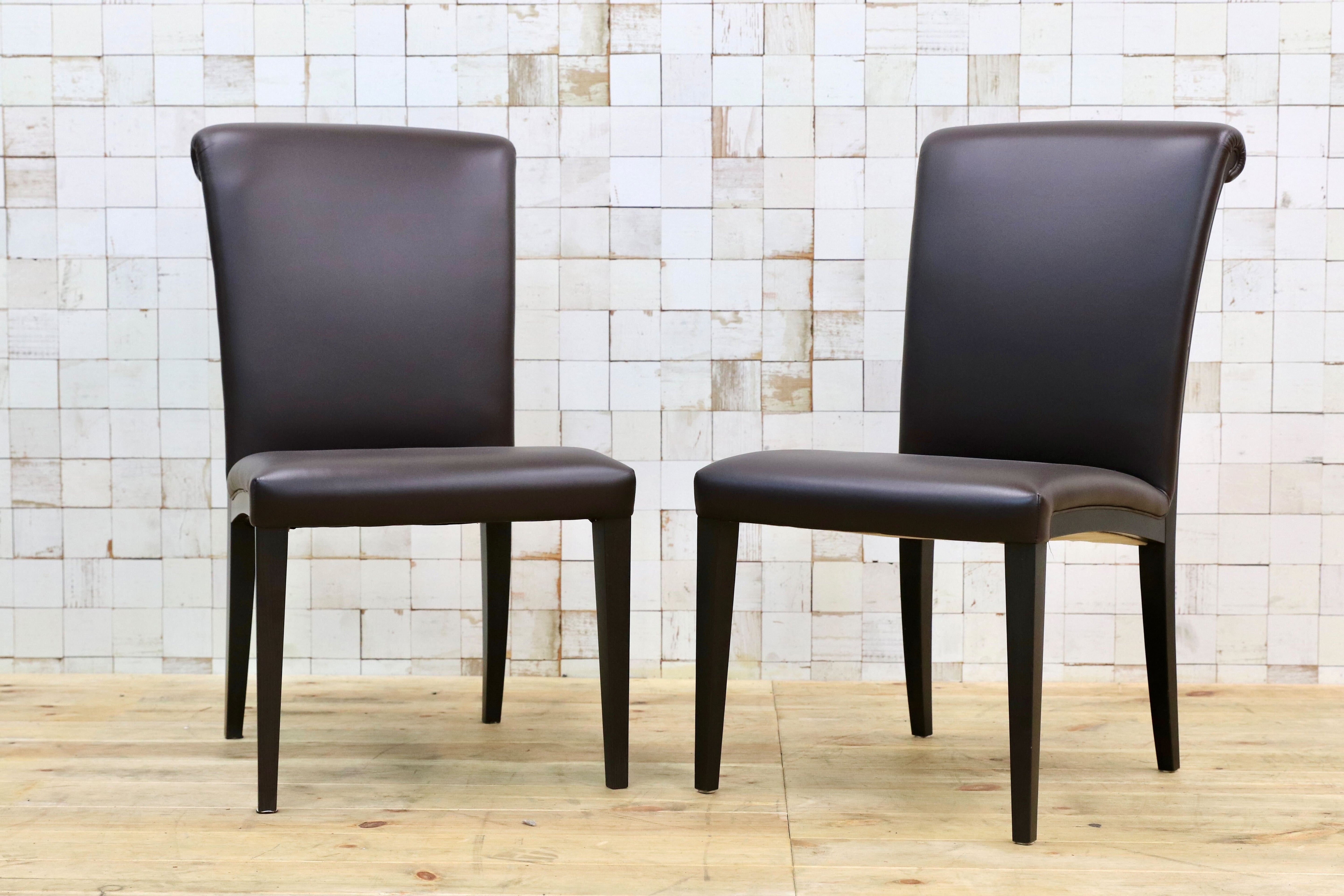 GMIK292B○Poltrona Frau / ポルトローナフラウ Vittoria ヴィットリア ダイニングチェア 椅子 本革 IDC大塚家具 2脚セット 定価約42.6万