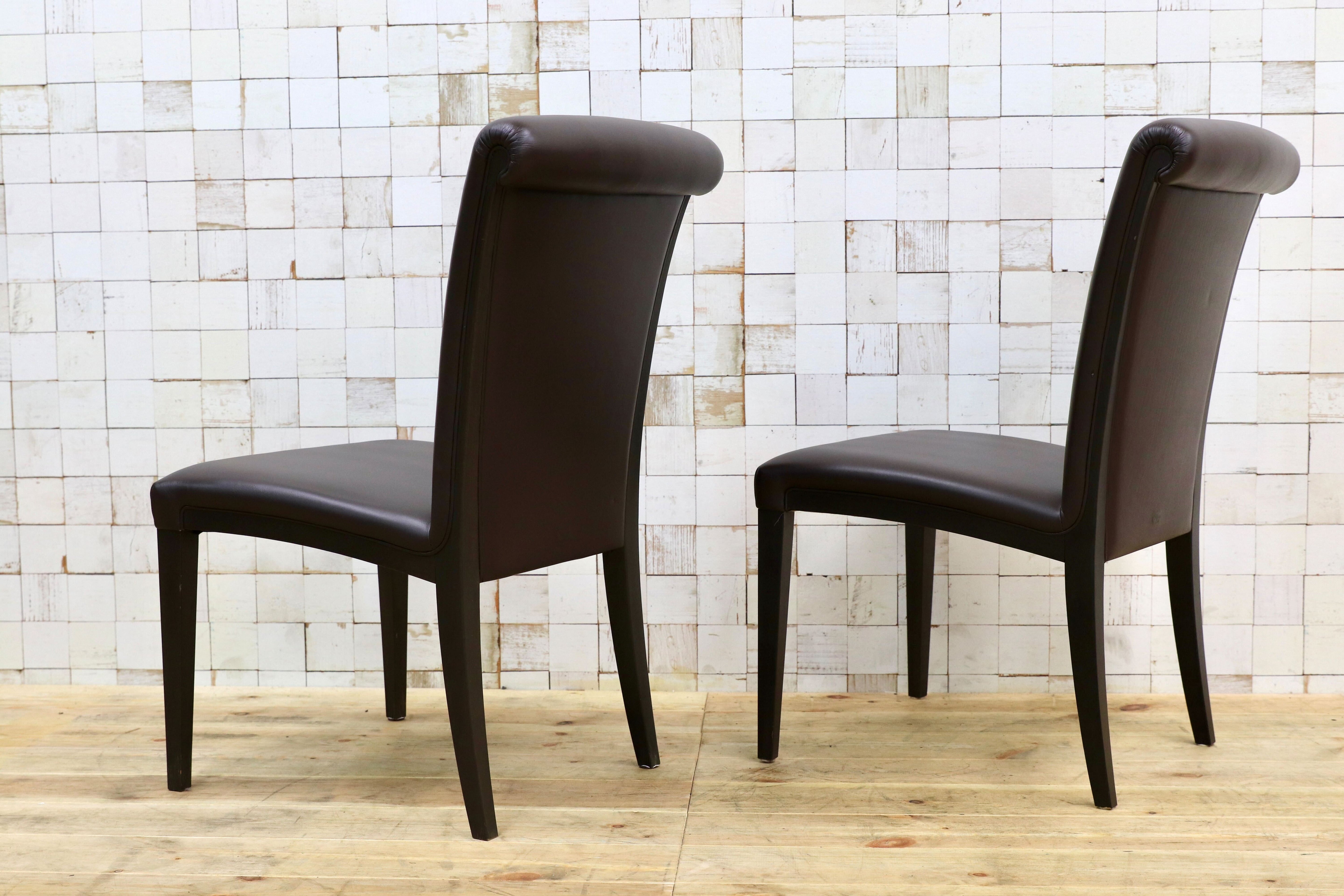 GMIK292B○Poltrona Frau / ポルトローナフラウ Vittoria ヴィットリア ダイニングチェア 椅子 本革 IDC大塚家具 2脚セット 定価約42.6万