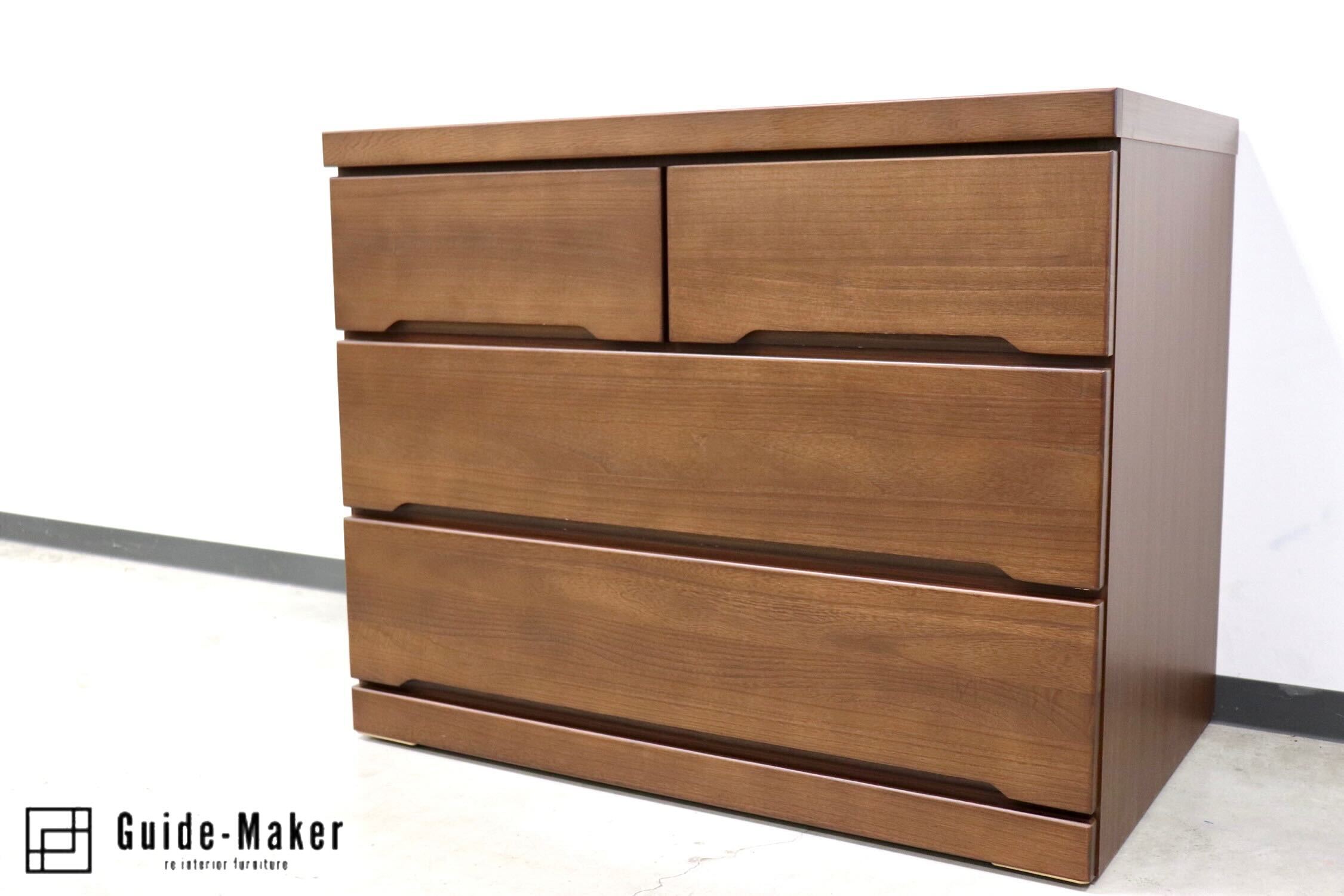GMGN81A○SANYU furniture / 三友ファニチャー みずき 3段チェスト ローチェスト 洋服タンス キャスター付き ウォールナット色 定価5.2万